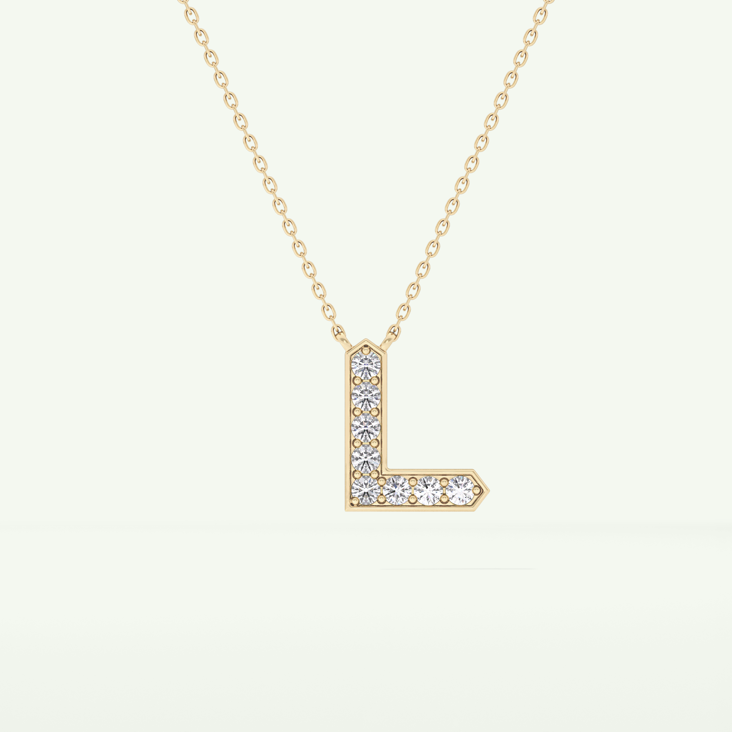 0.24 TCW Round Lab-Grown Diamond L Initial Necklace 2