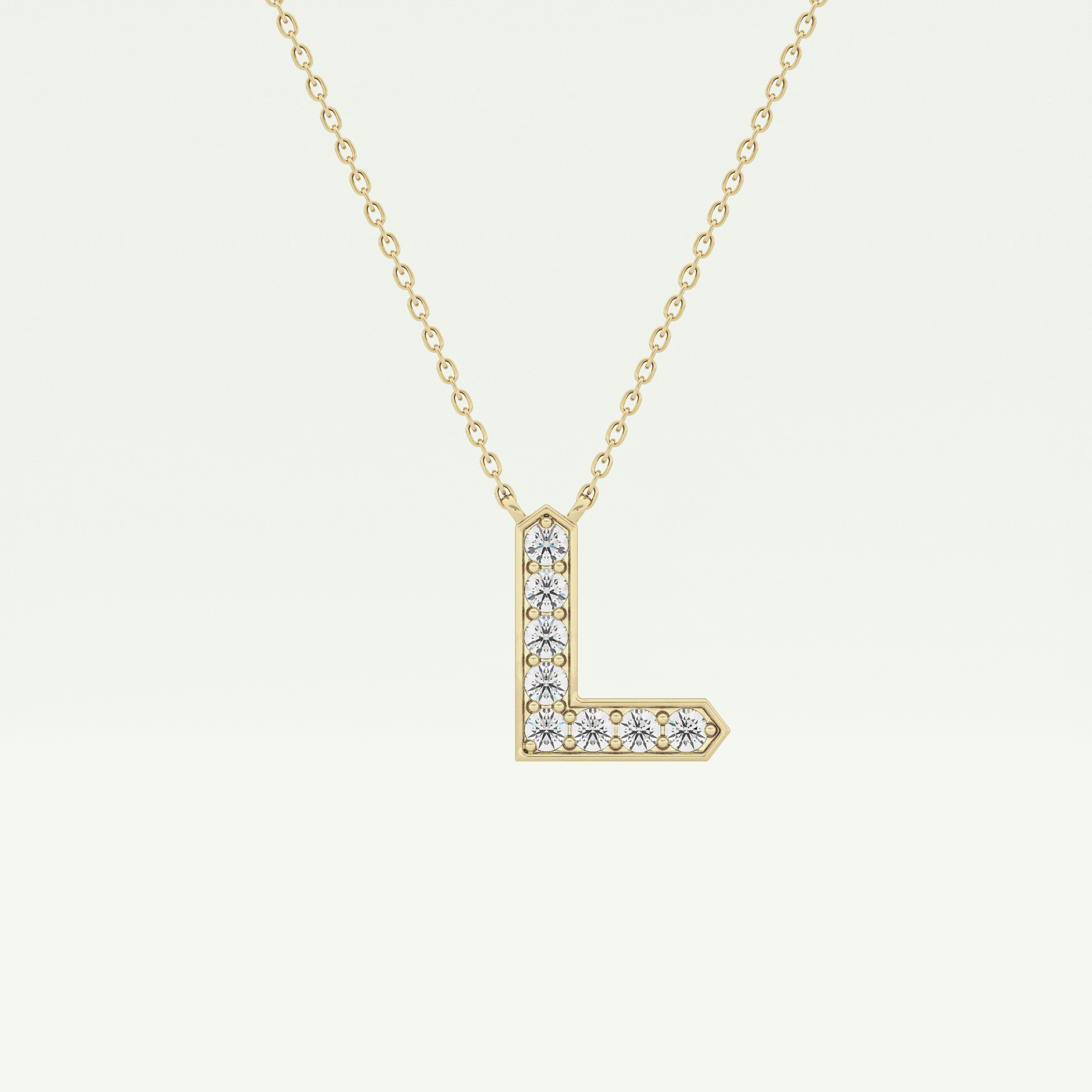 0.24 TCW Round Lab-Grown Diamond L Initial Necklace 1