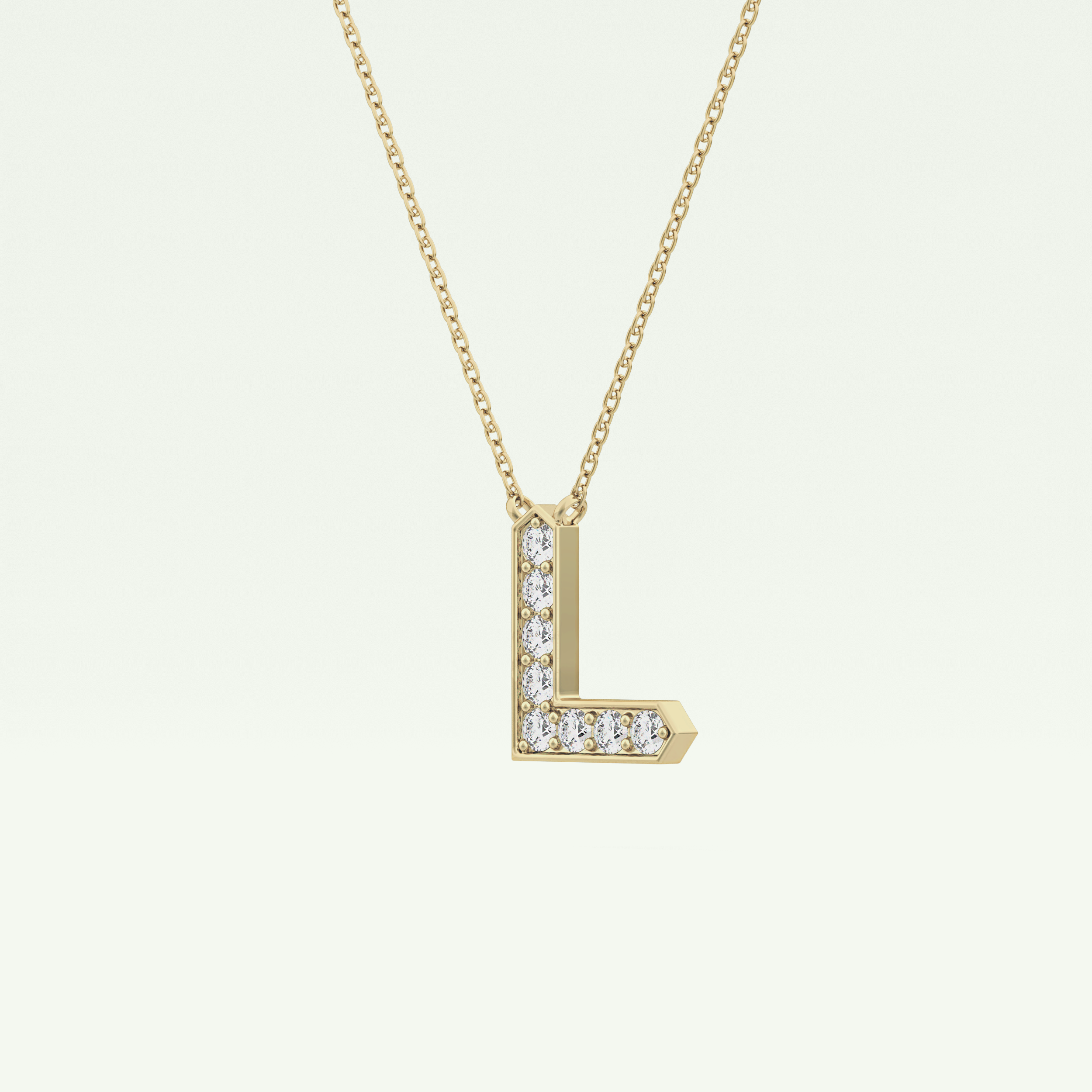 0.24 TCW Round Lab-Grown Diamond L Initial Necklace 3