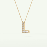 0.24 TCW Round Lab-Grown Diamond L Initial Necklace 5
