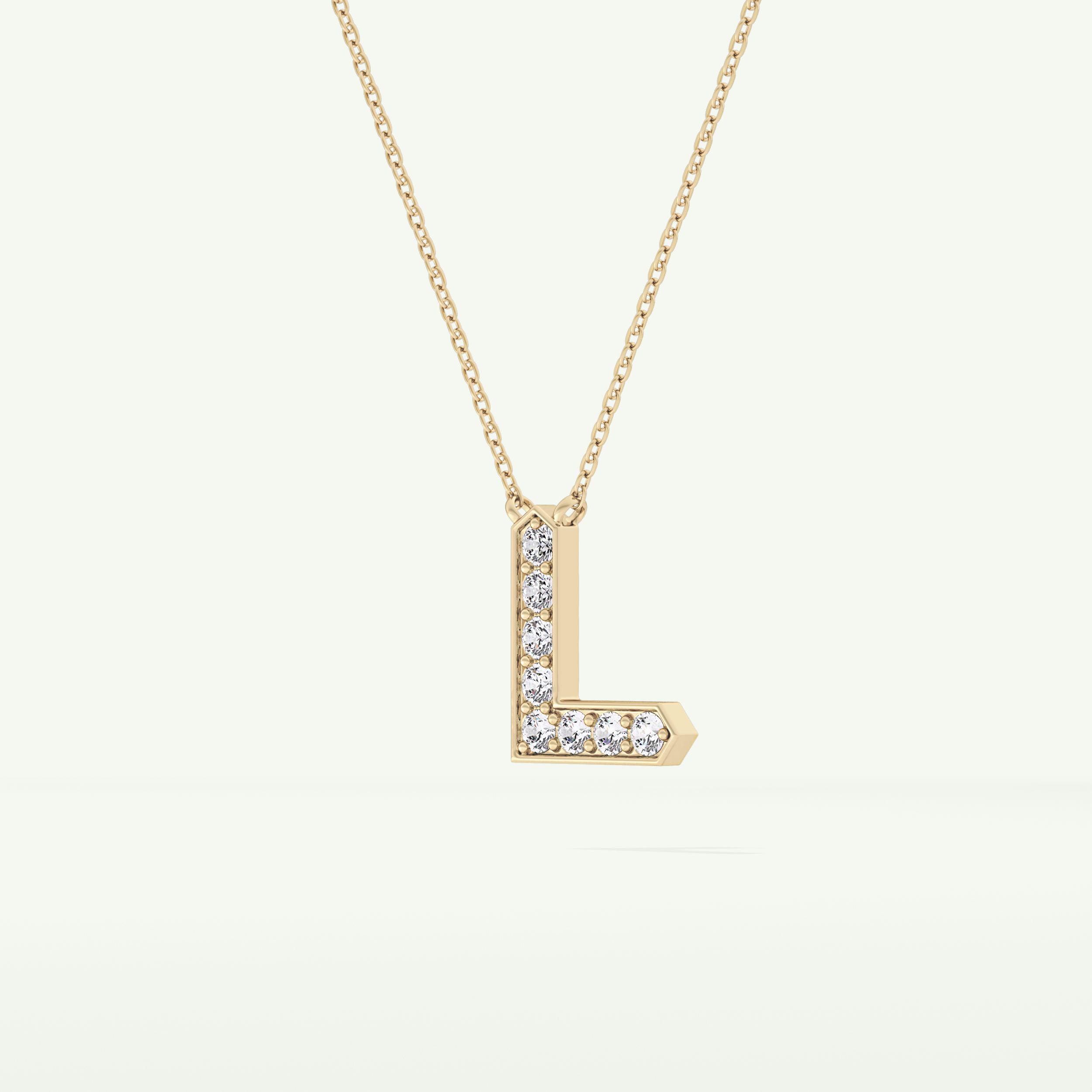 0.24 TCW Round Lab-Grown Diamond L Initial Necklace 5