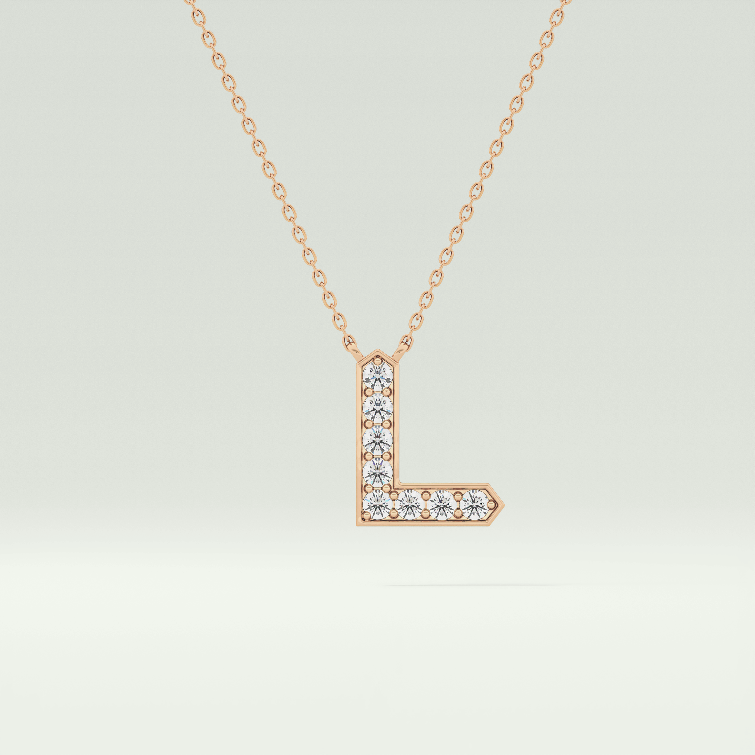 0.24 TCW Round Lab-Grown Diamond L Initial Necklace 7