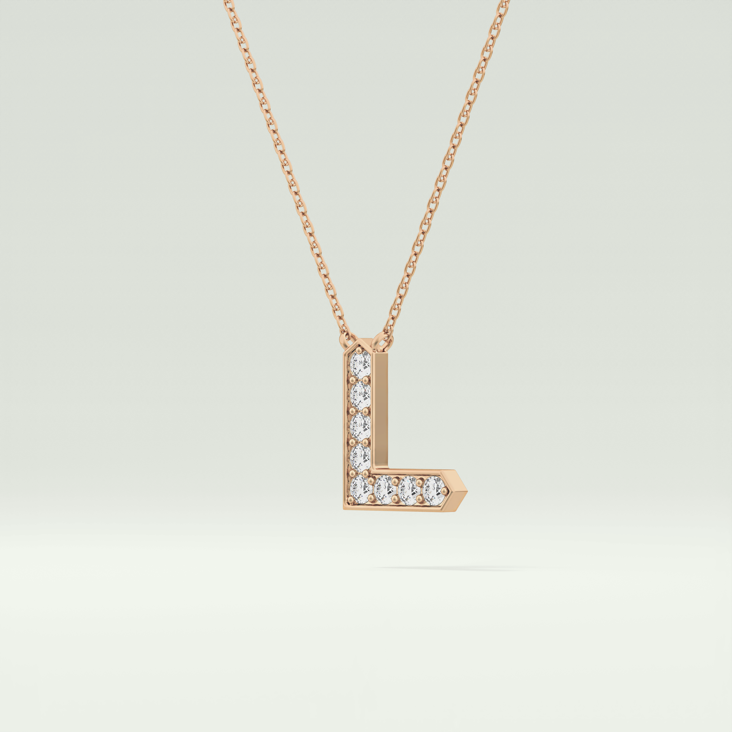 0.24 TCW Round Lab-Grown Diamond L Initial Necklace 9