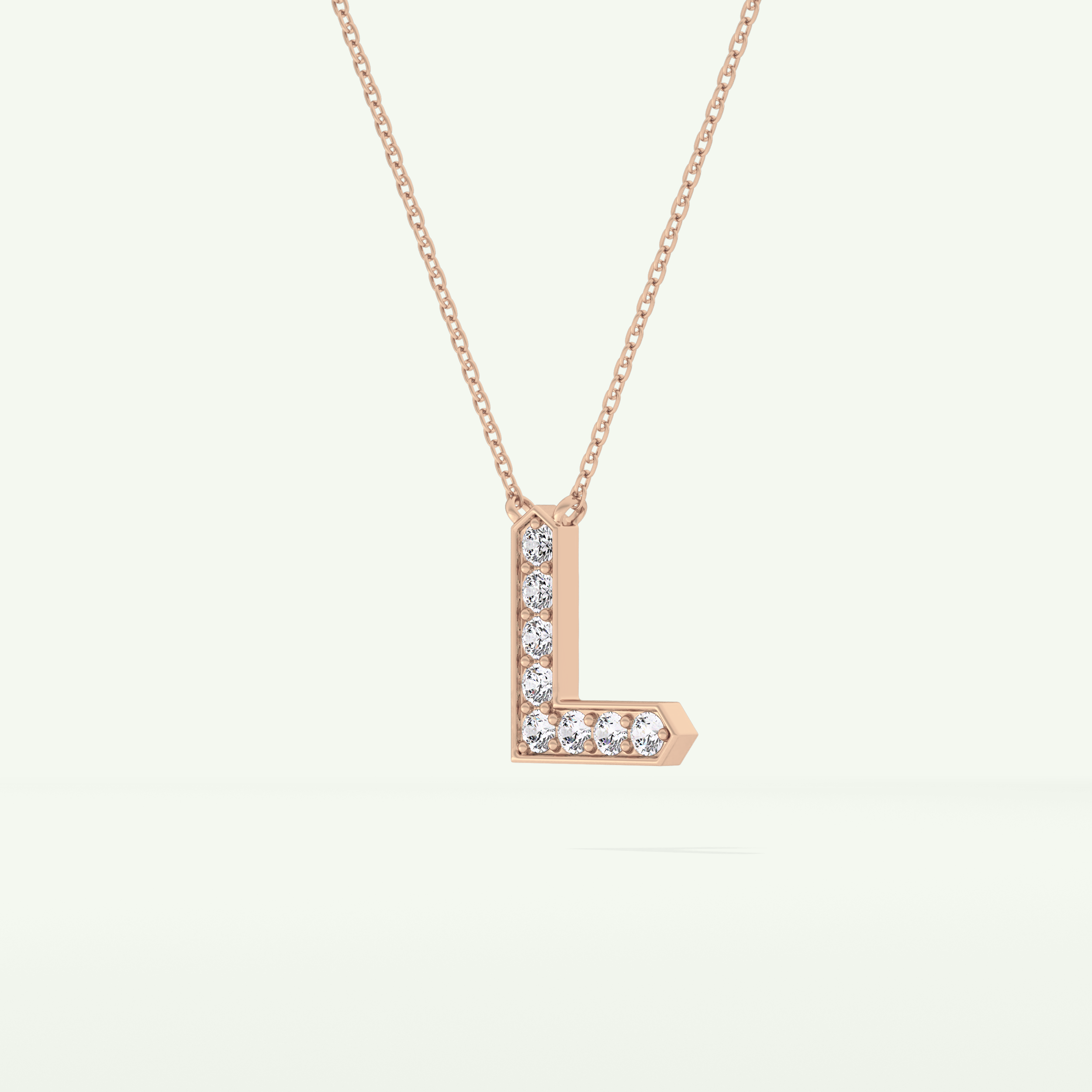 0.24 TCW Round Lab-Grown Diamond L Initial Necklace 11