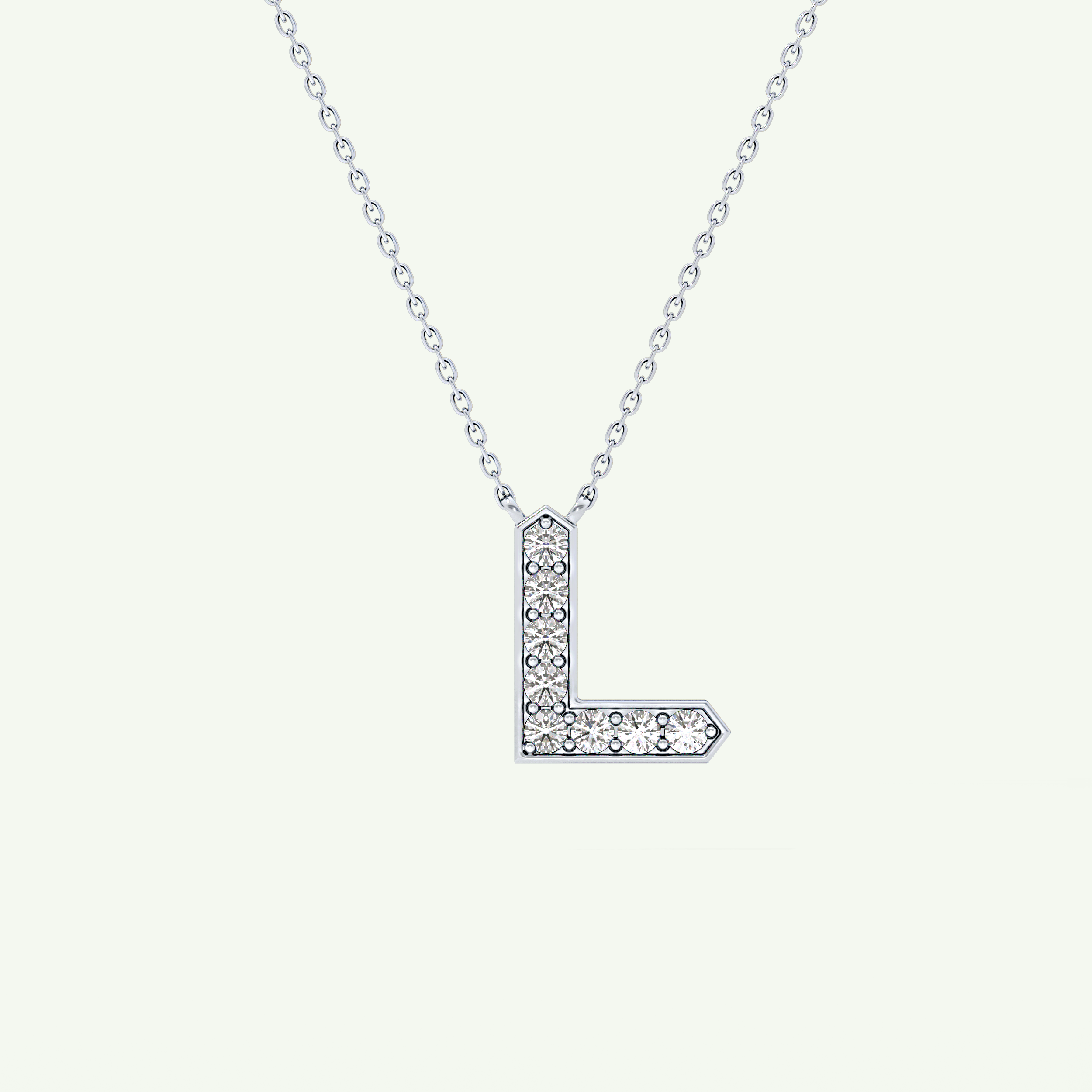 0.24 TCW Round Lab-Grown Diamond L Initial Necklace 14