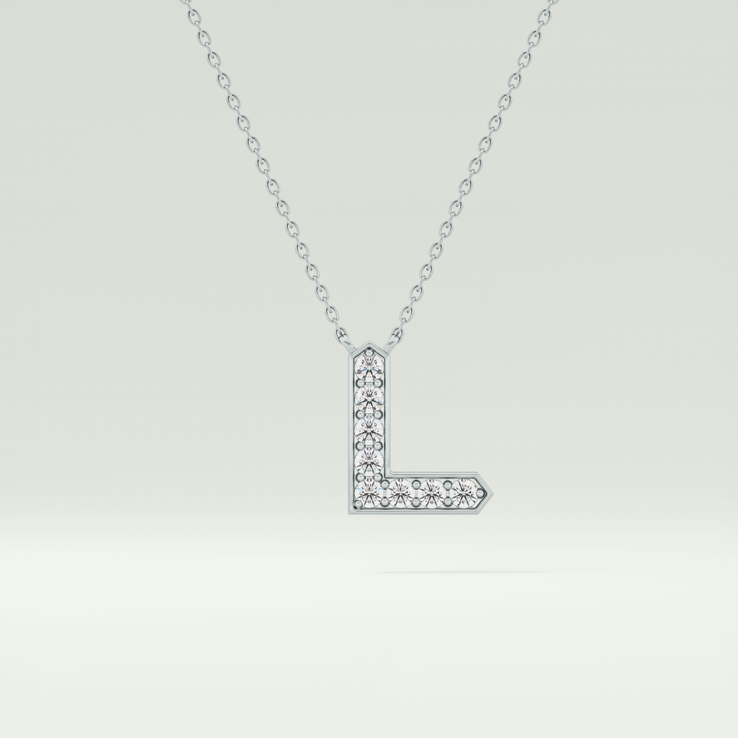 0.24 TCW Round Lab-Grown Diamond L Initial Necklace 13