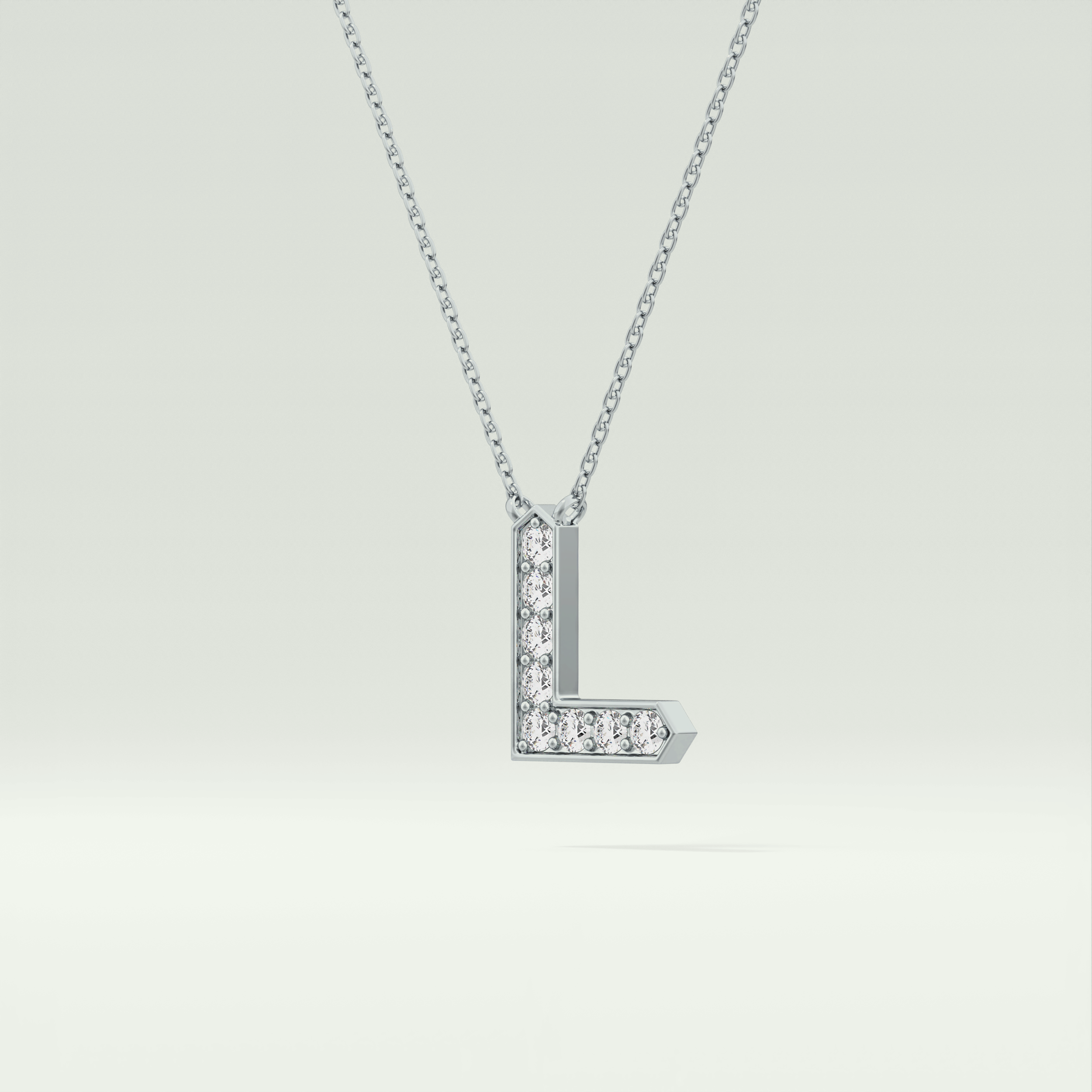 0.24 TCW Round Lab-Grown Diamond L Initial Necklace 15
