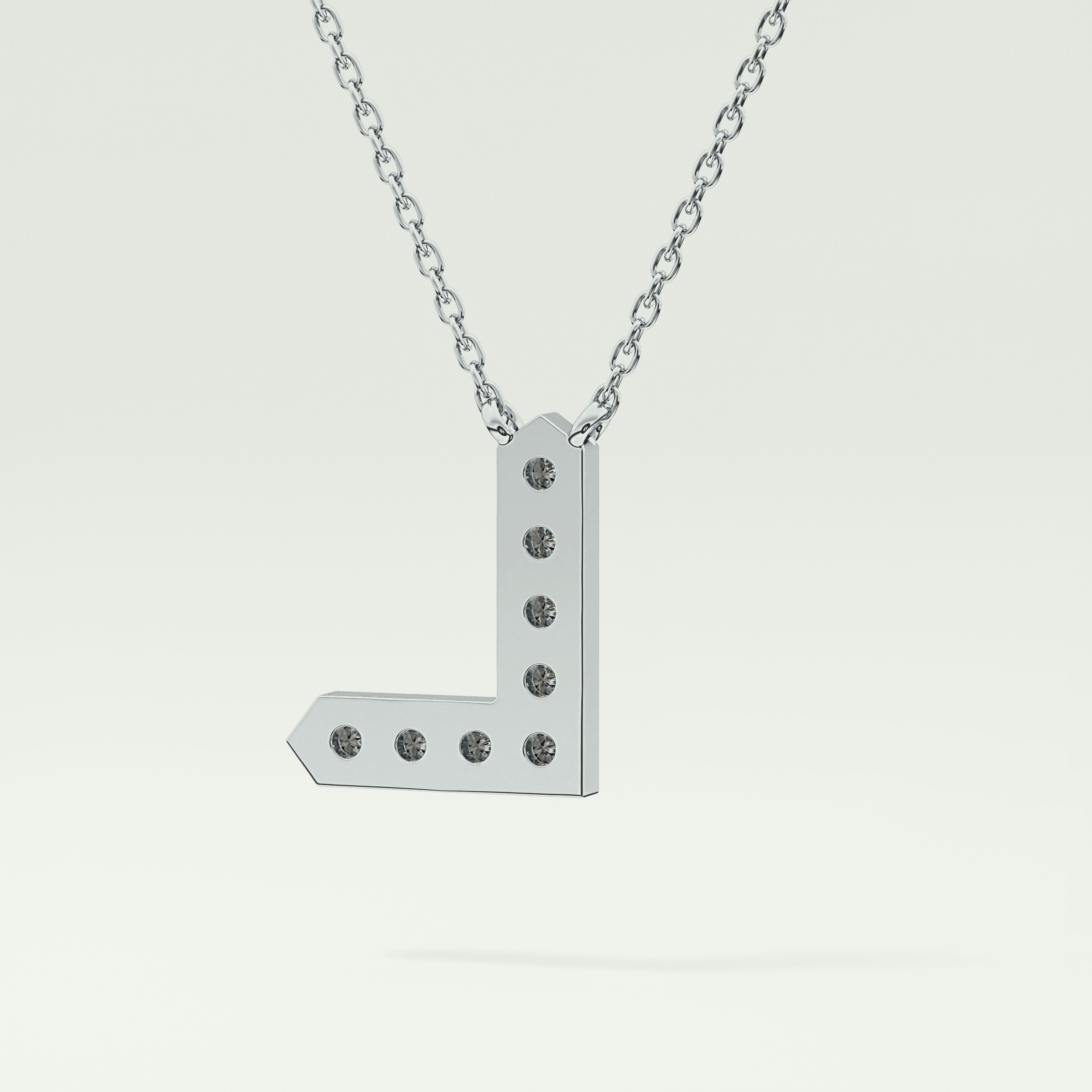 0.24 TCW Round Lab-Grown Diamond L Initial Necklace 18