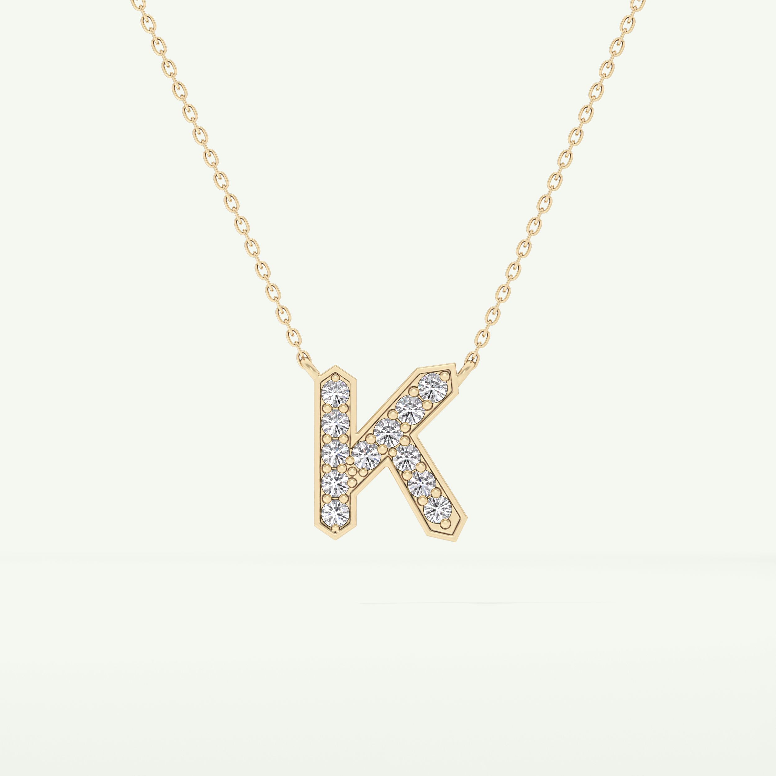 0.27 CT Round Lab-Grown Diamond K Initial Necklace 2