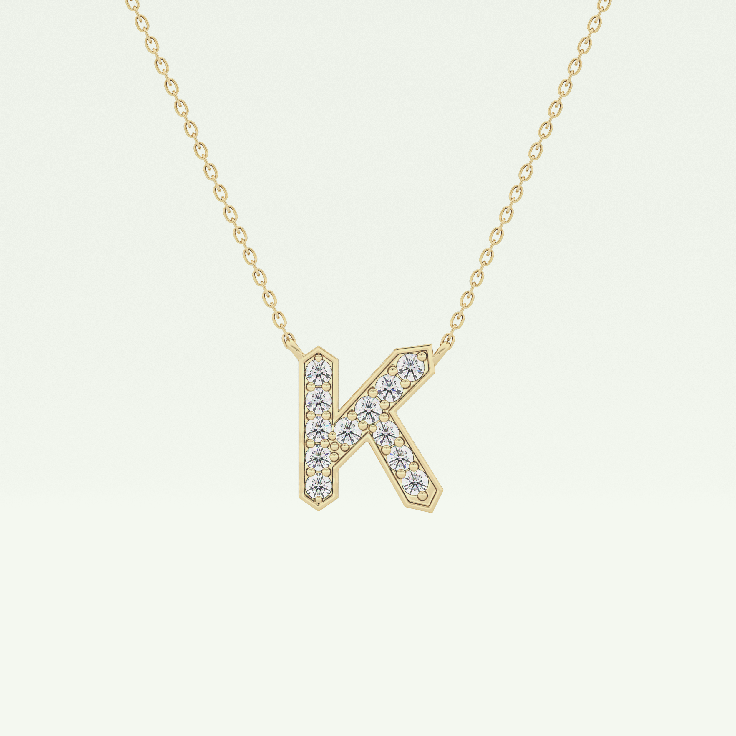 0.27 CT Round Lab-Grown Diamond K Initial Necklace 1