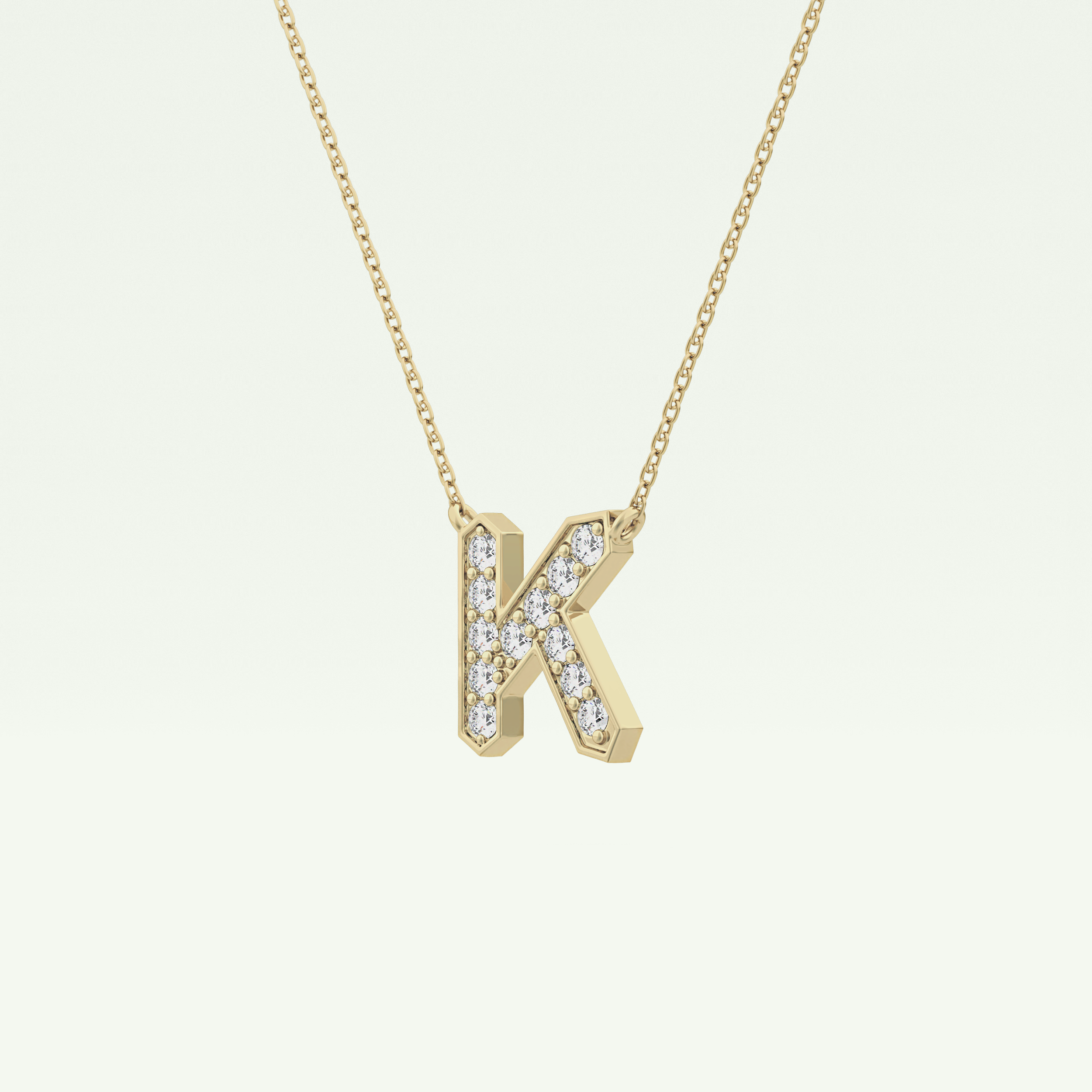 0.27 CT Round Lab-Grown Diamond K Initial Necklace 3
