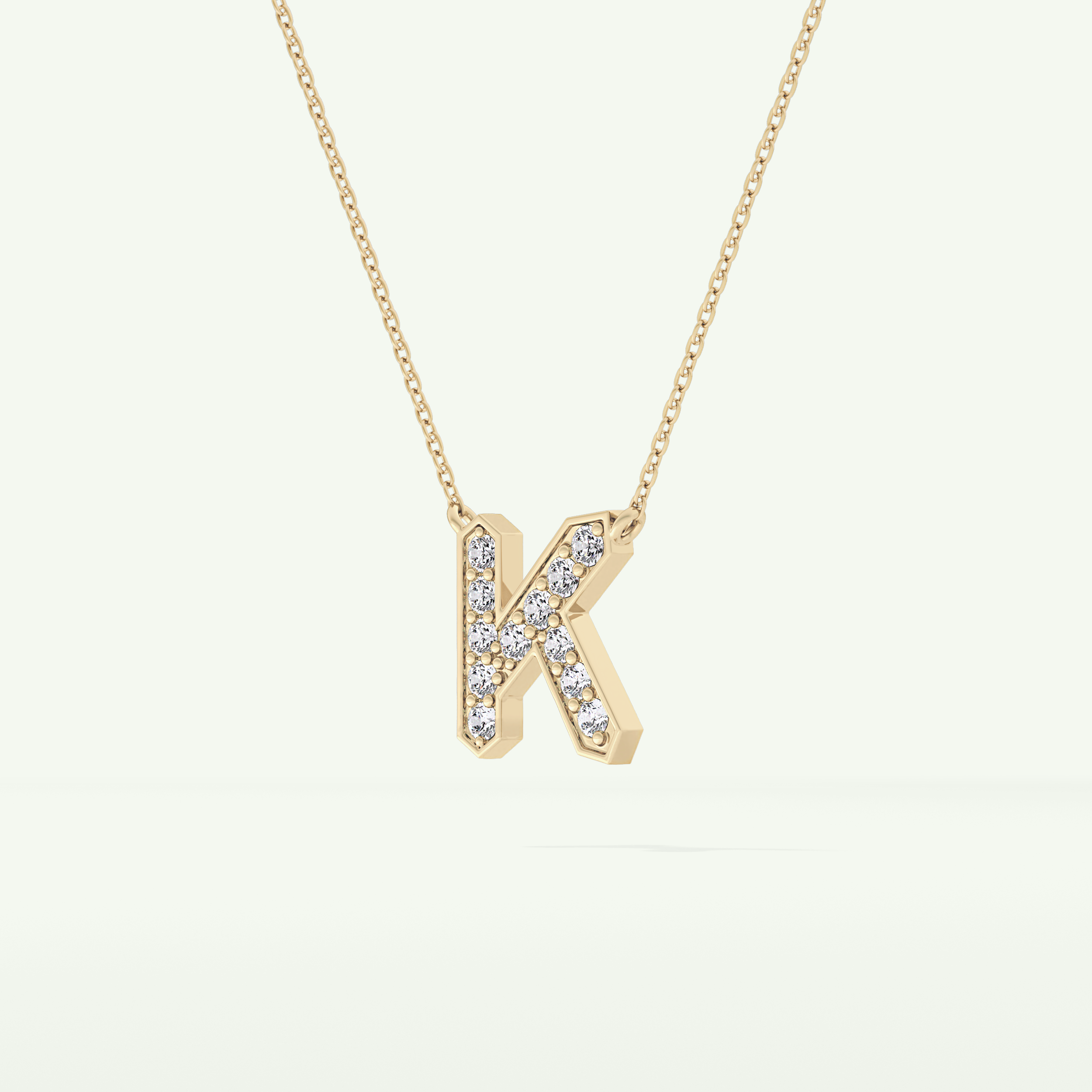 0.27 CT Round Lab-Grown Diamond K Initial Necklace 5