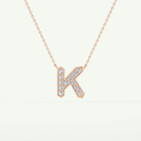 0.27 CT Round Lab-Grown Diamond K Initial Necklace 9