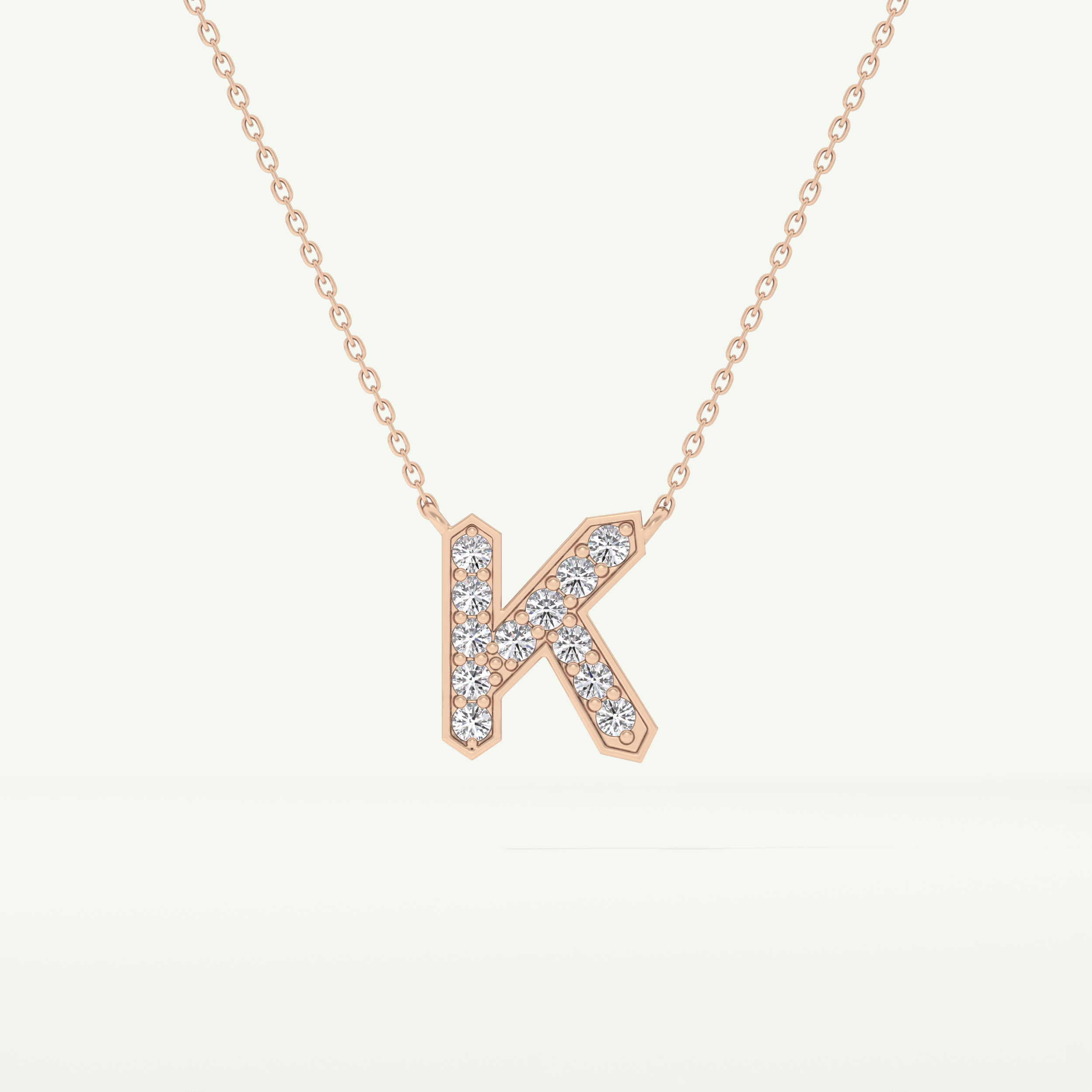 0.27 CT Round Lab-Grown Diamond K Initial Necklace 9