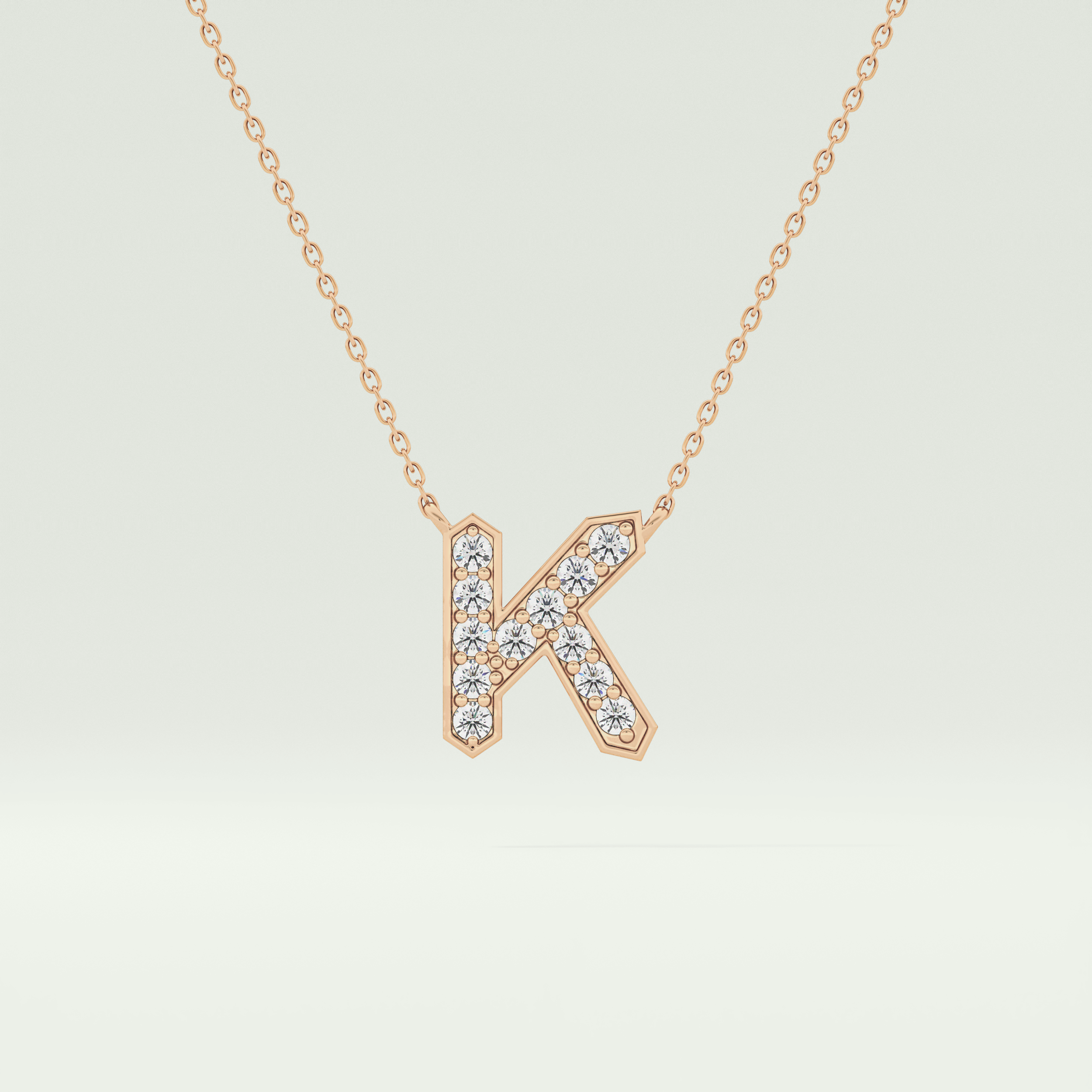 0.27 CT Round Lab-Grown Diamond K Initial Necklace 8