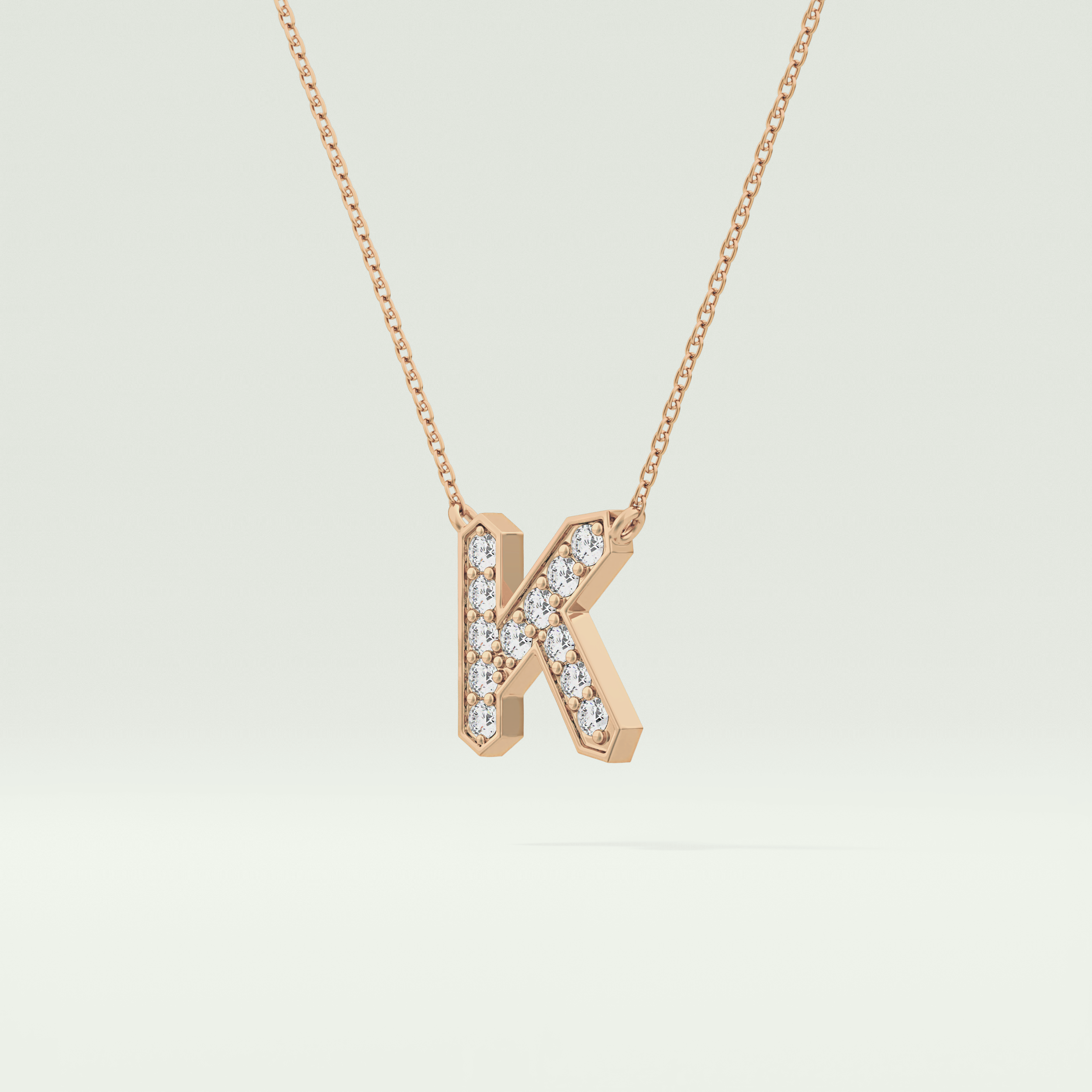 0.27 CT Round Lab-Grown Diamond K Initial Necklace 10