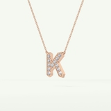 0.27 CT Round Lab-Grown Diamond K Initial Necklace 12