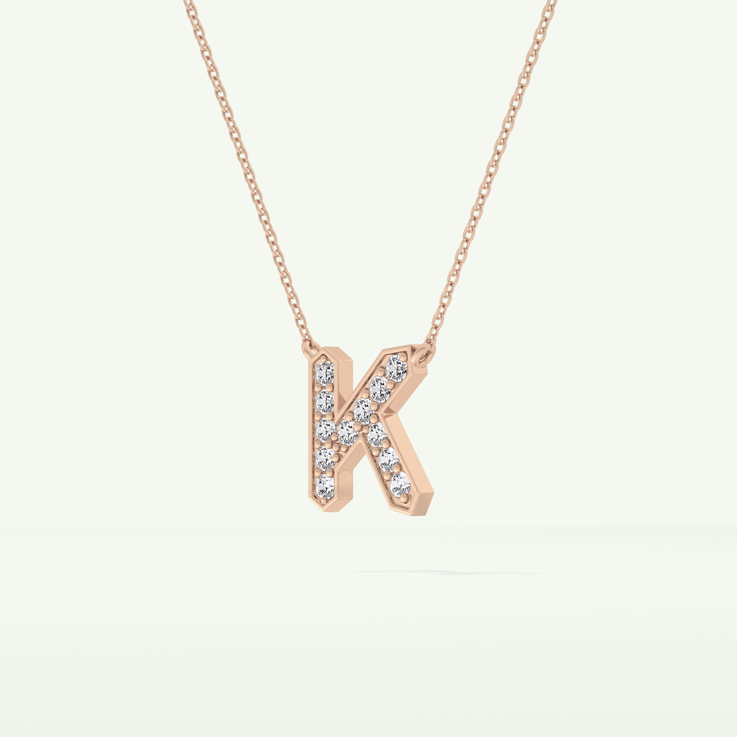 0.27 CT Round Lab-Grown Diamond K Initial Necklace 12