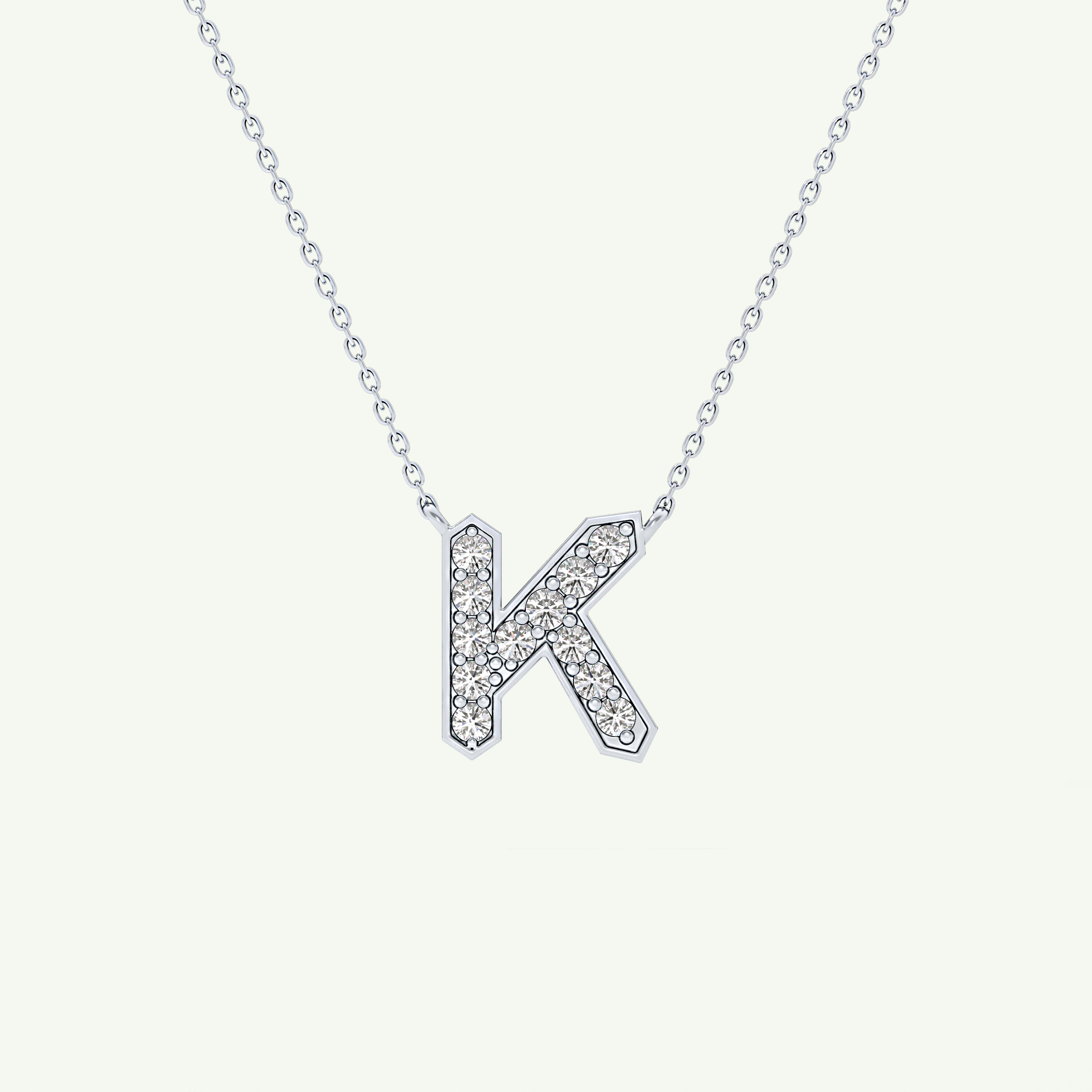 0.27 CT Round Lab-Grown Diamond K Initial Necklace 16