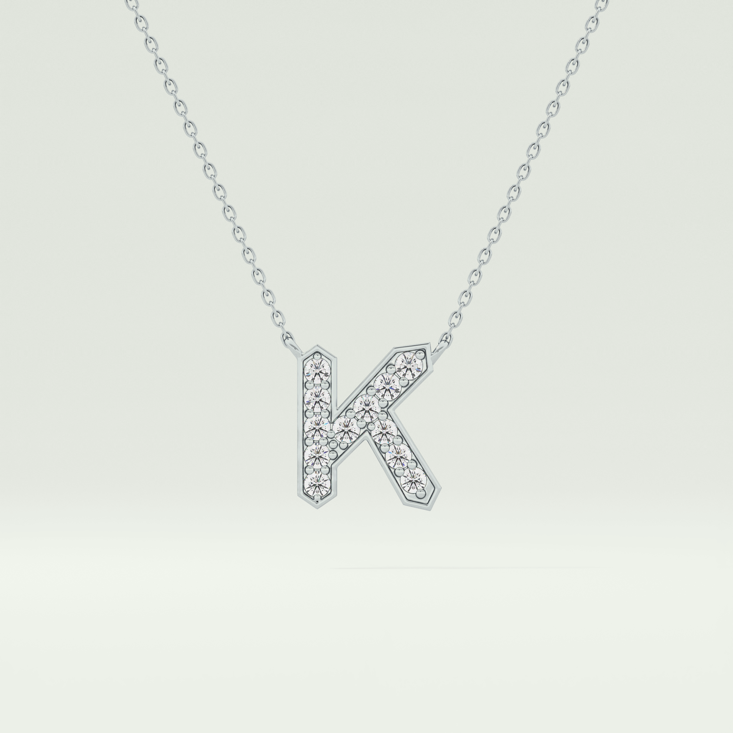 0.27 CT Round Lab-Grown Diamond K Initial Necklace 15