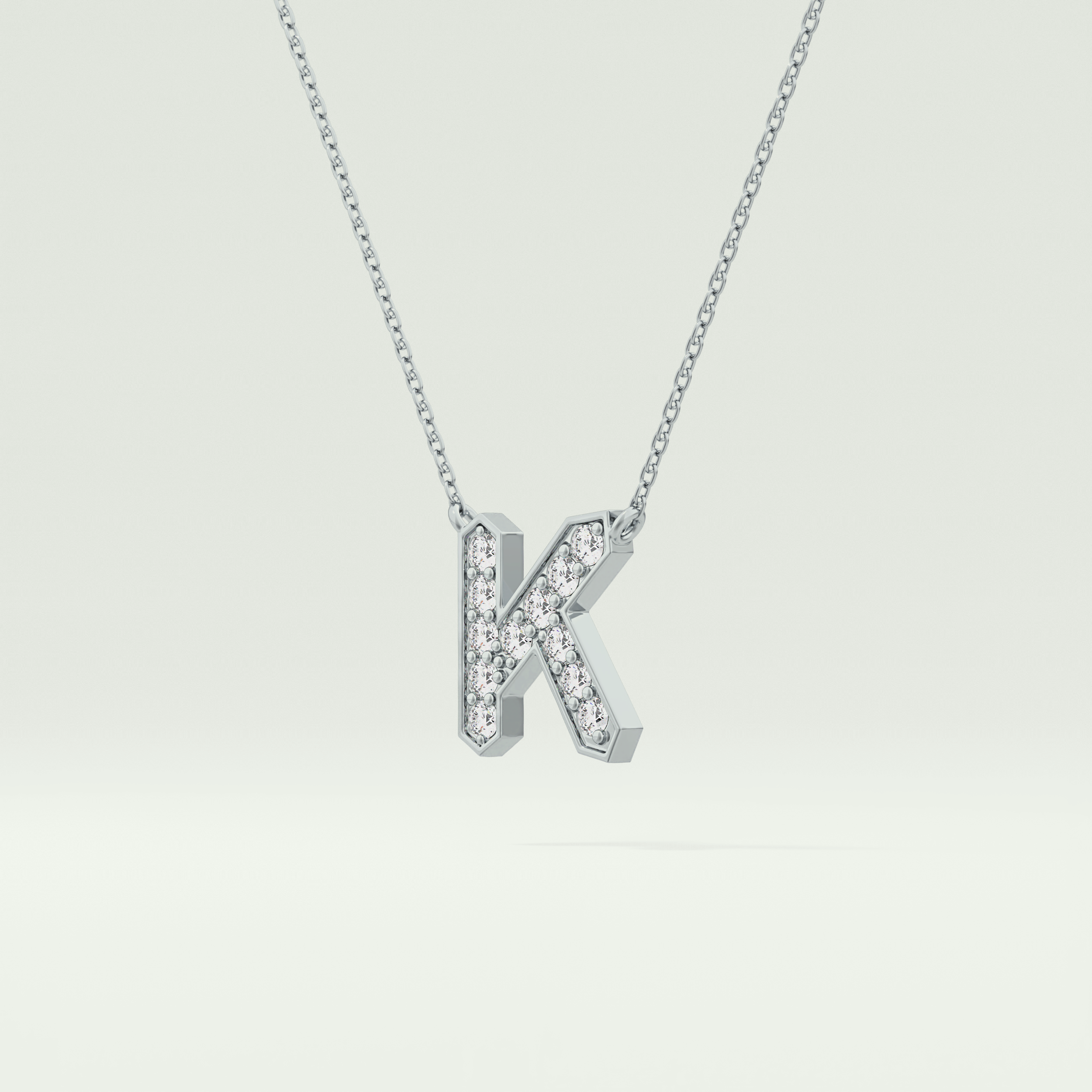 0.27 CT Round Lab-Grown Diamond K Initial Necklace 17