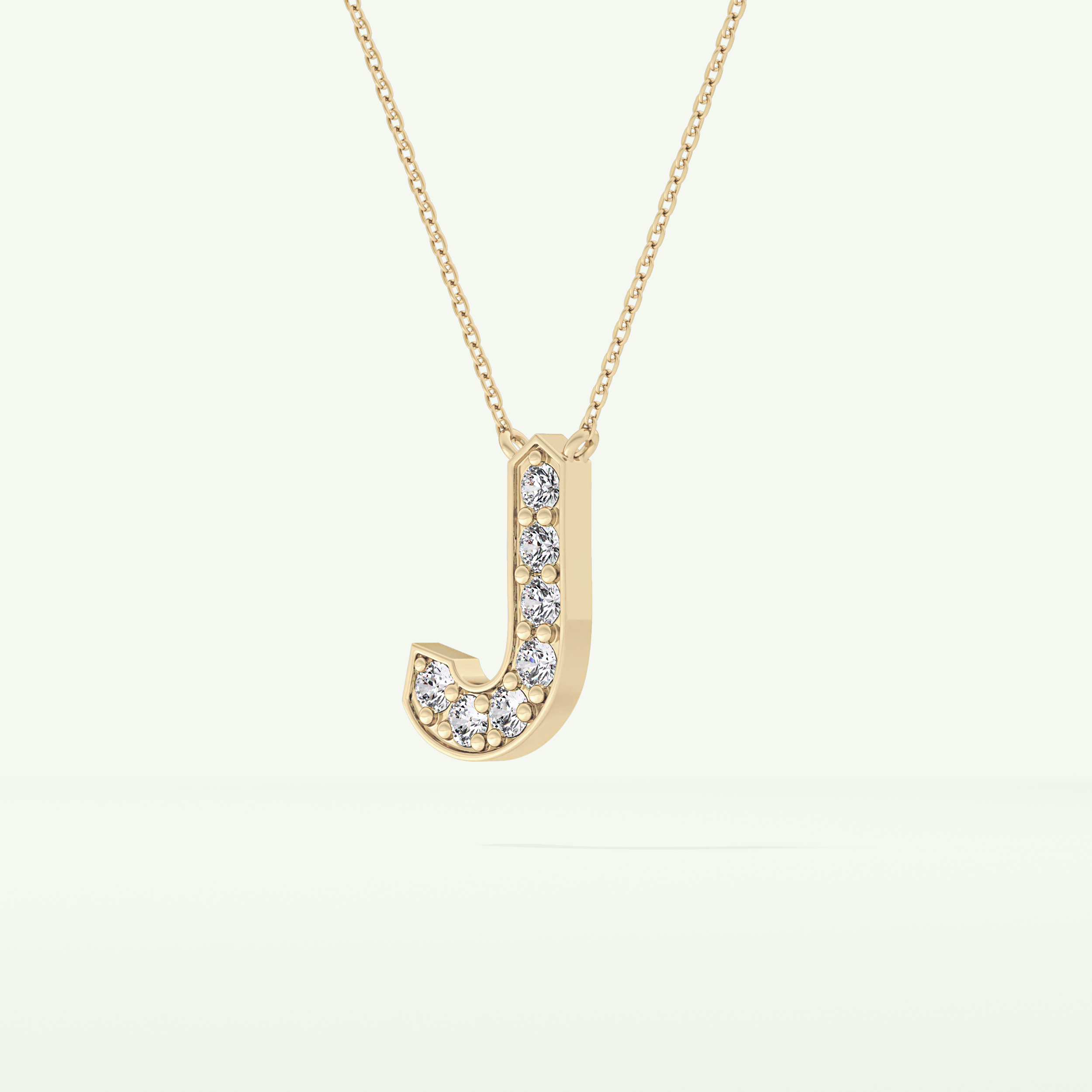 0.356 CT Round Lab-Grown Diamond J Initial Necklace 5