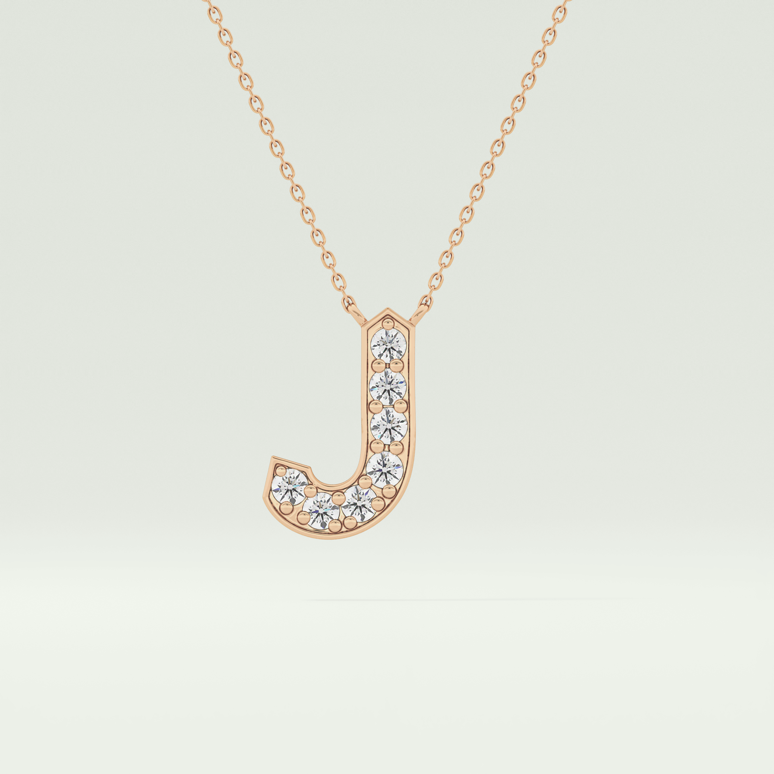 0.356 CT Round Lab-Grown Diamond J Initial Necklace 8
