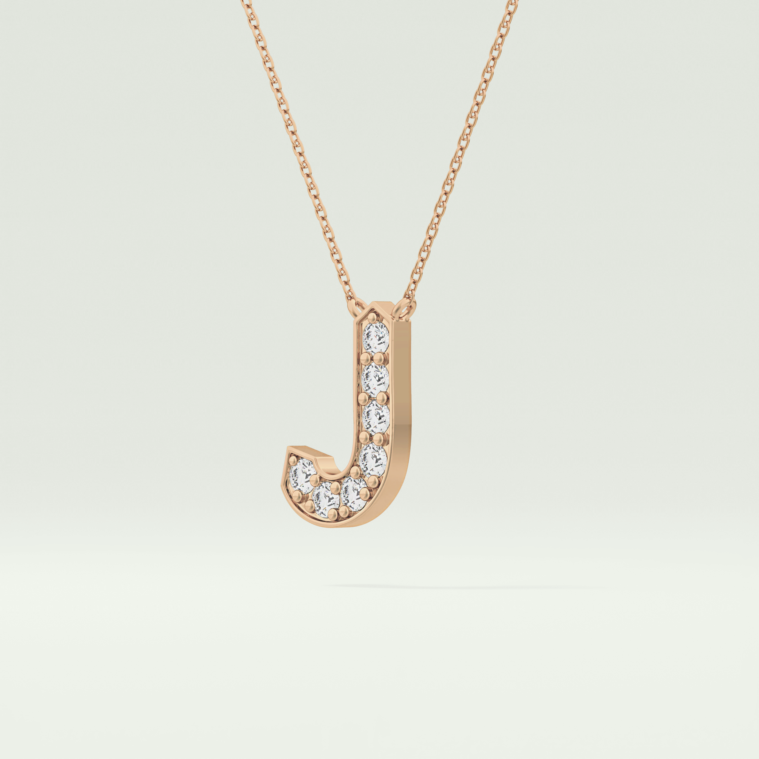 0.356 CT Round Lab-Grown Diamond J Initial Necklace 10