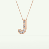0.356 CT Round Lab-Grown Diamond J Initial Necklace 12