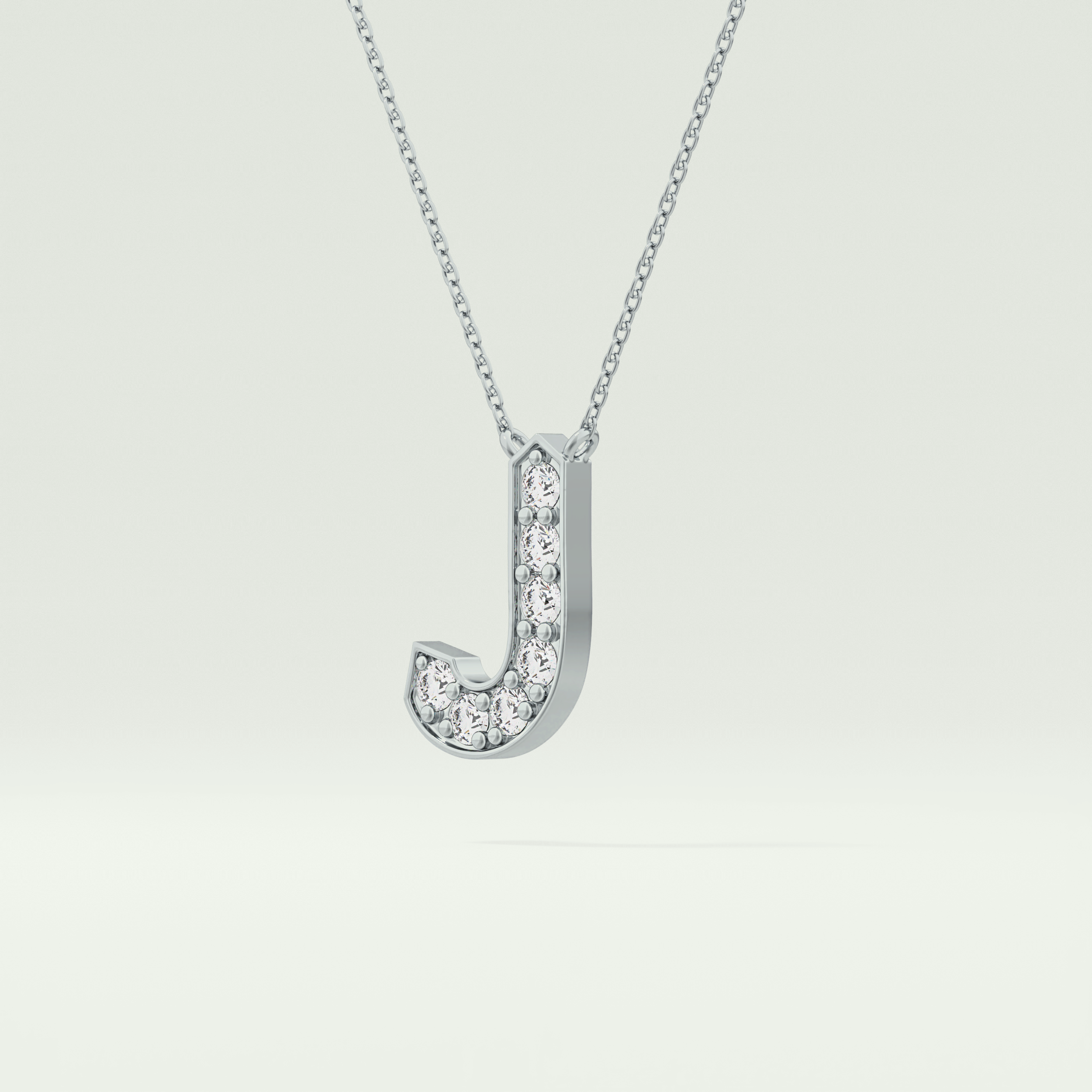 0.356 CT Round Lab-Grown Diamond J Initial Necklace 17