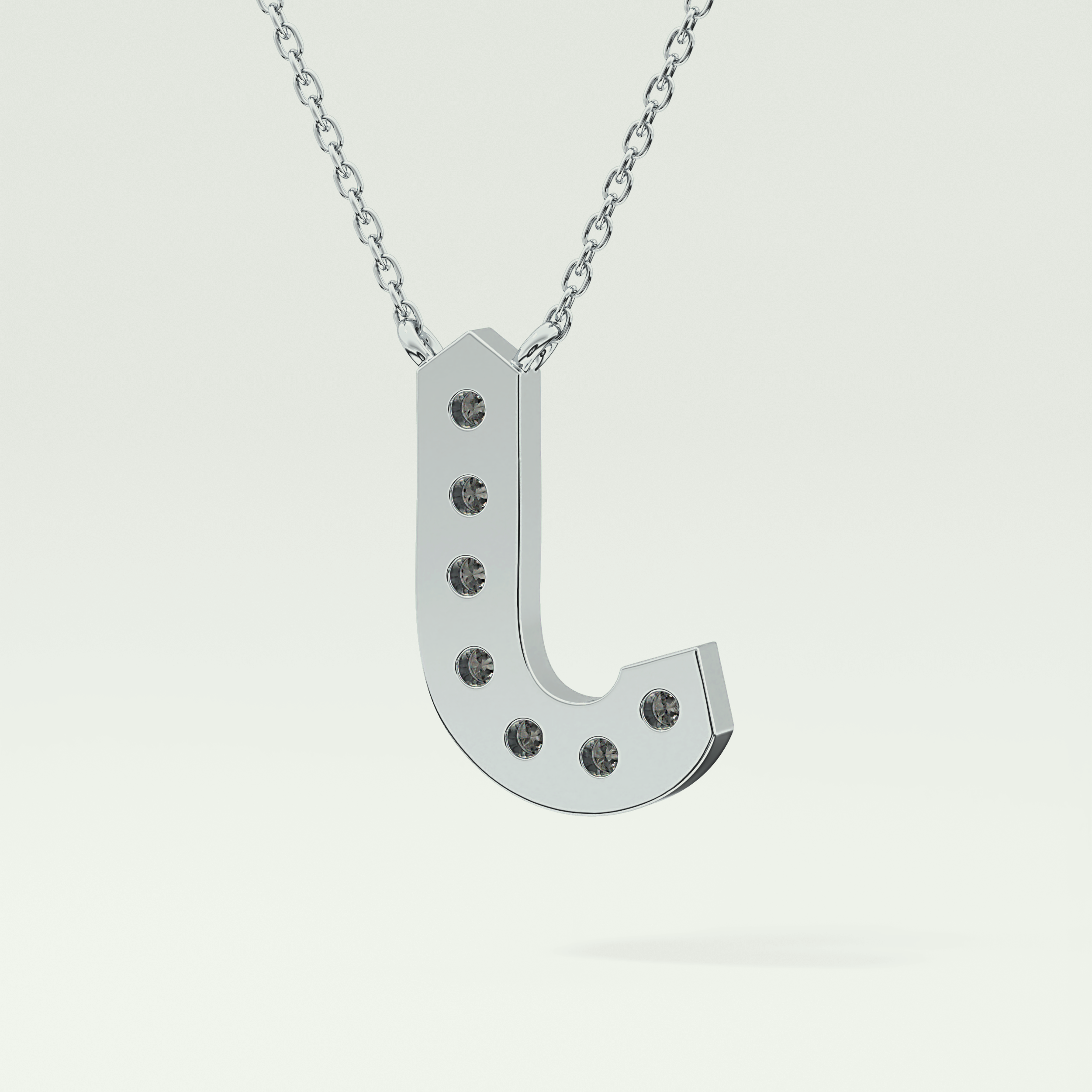 0.356 CT Round Lab-Grown Diamond J Initial Necklace 20