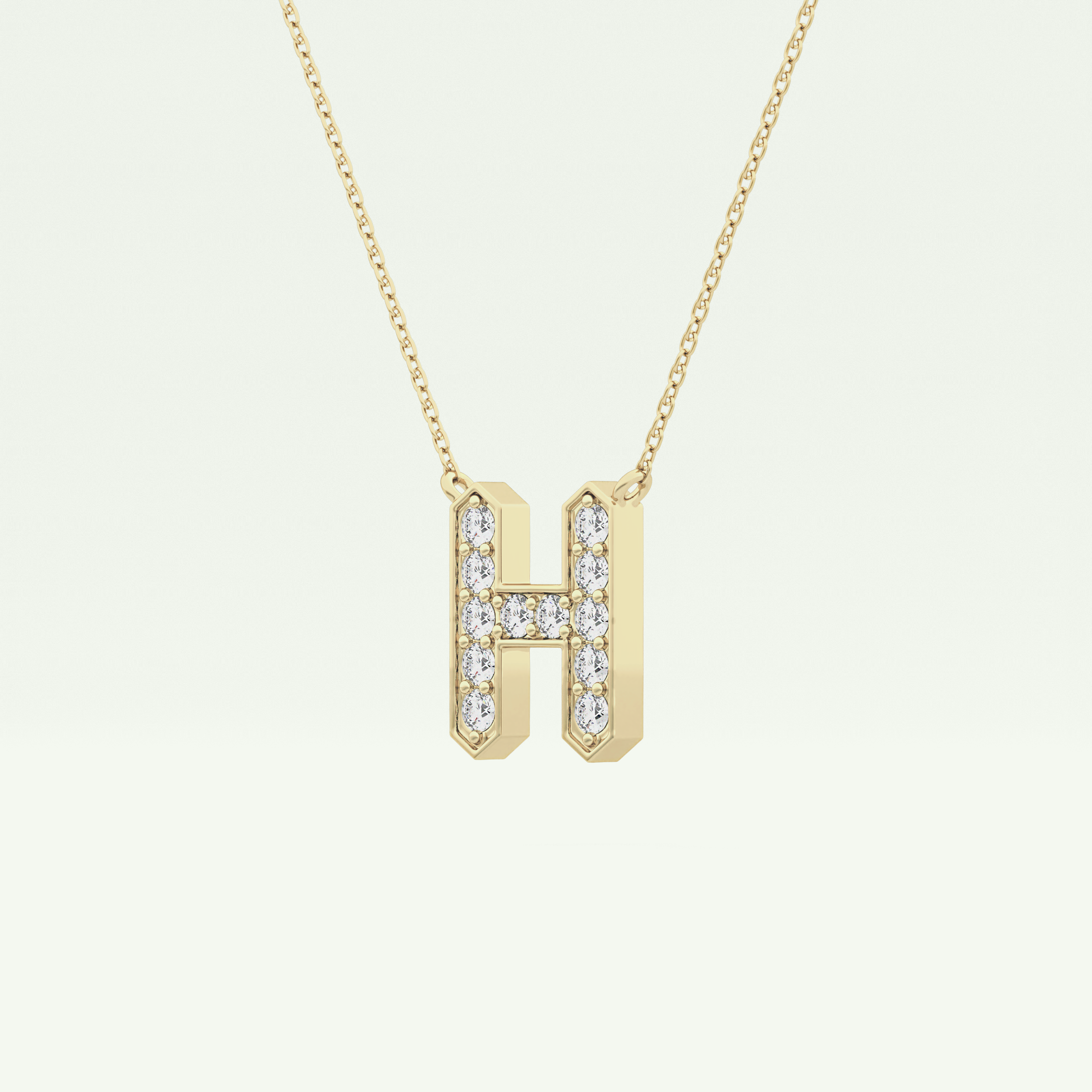 0.36 CT Round Lab-Grown Diamond H Initial Necklace 3