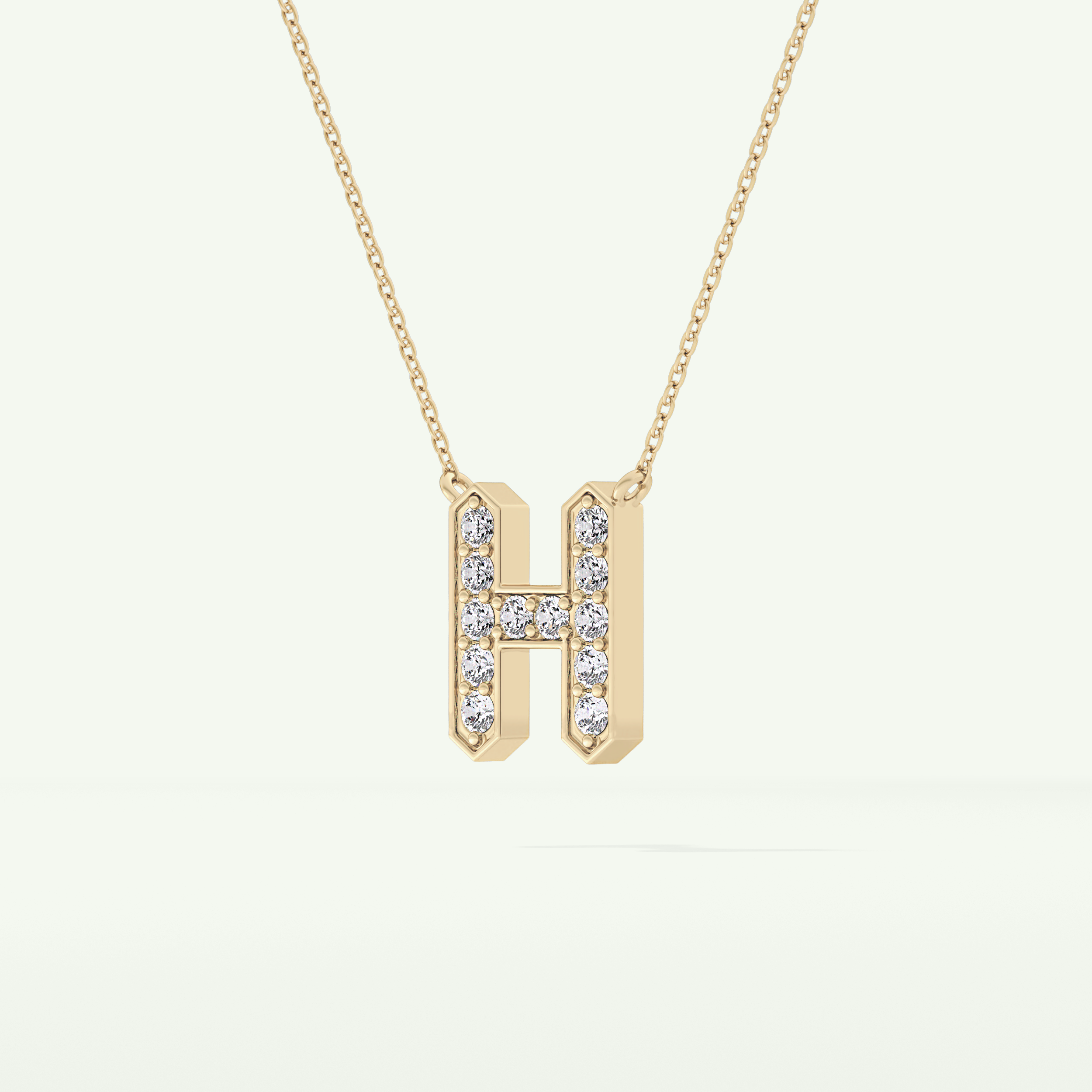 0.36 CT Round Lab-Grown Diamond H Initial Necklace 5