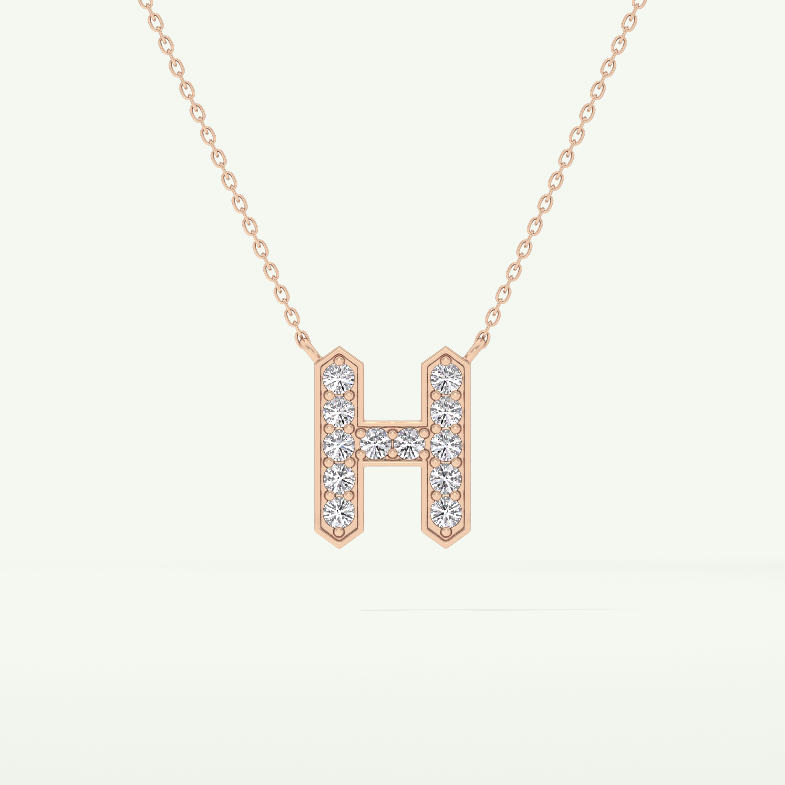 0.36 CT Round Lab-Grown Diamond H Initial Necklace 9
