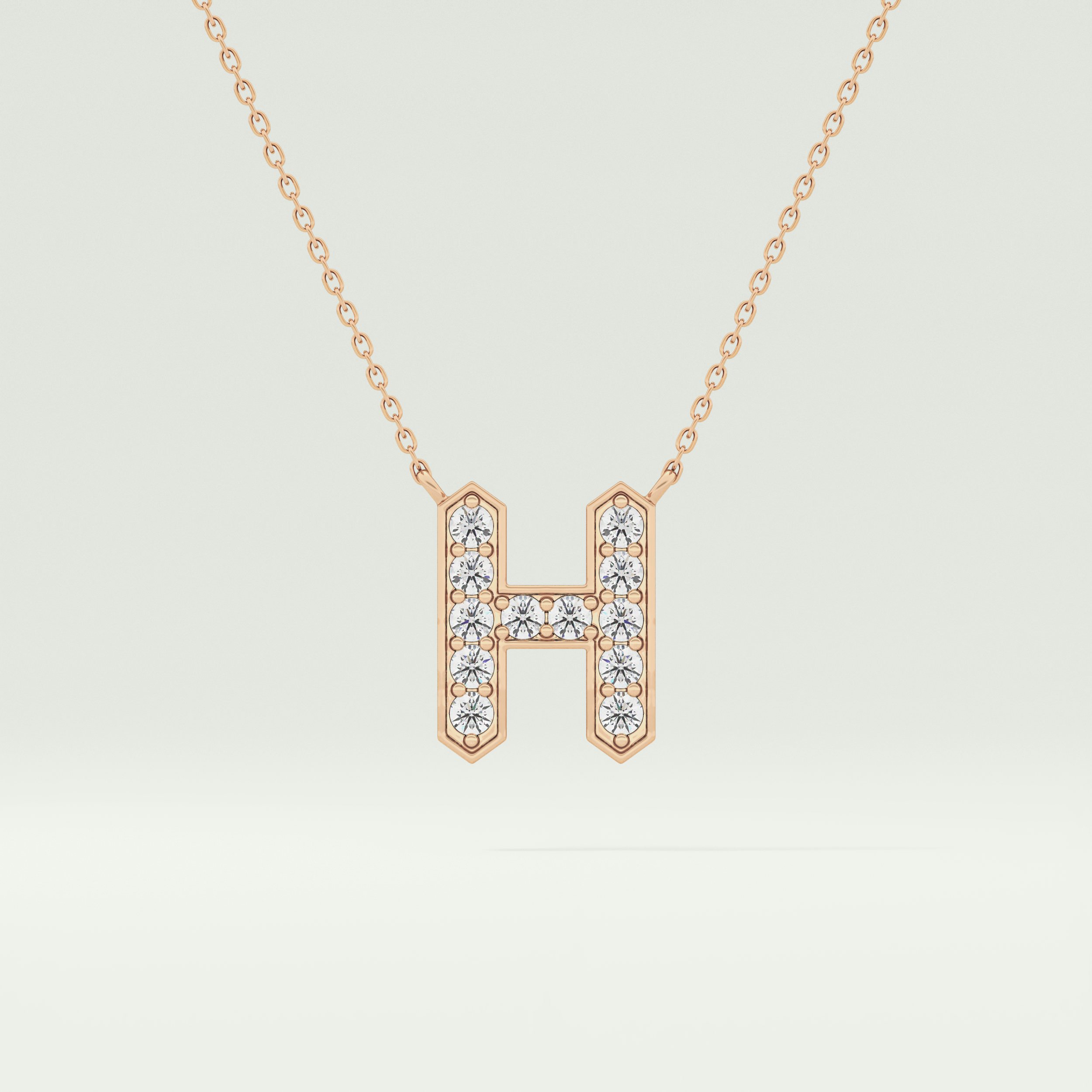 0.36 CT Round Lab-Grown Diamond H Initial Necklace 8