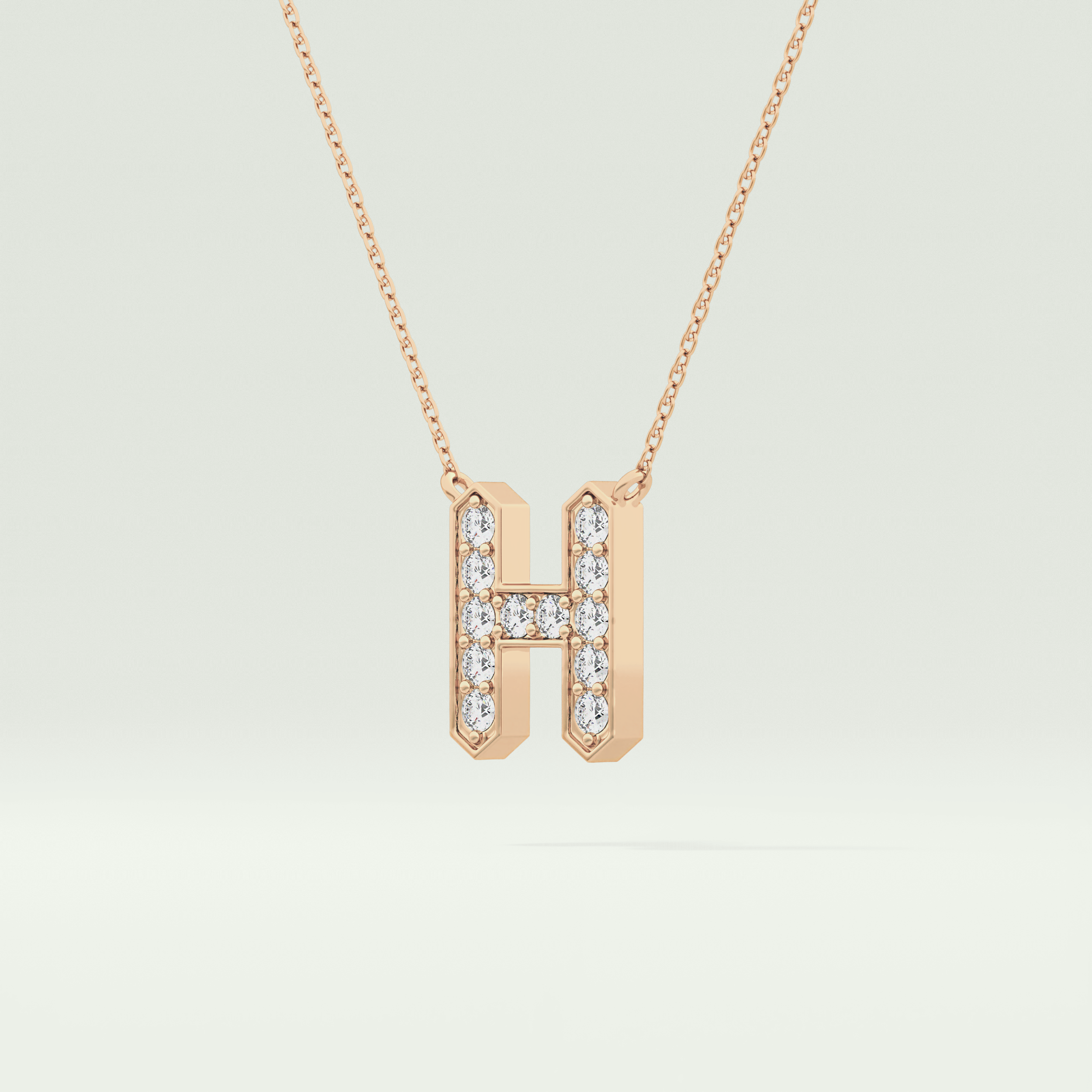 0.36 CT Round Lab-Grown Diamond H Initial Necklace 10
