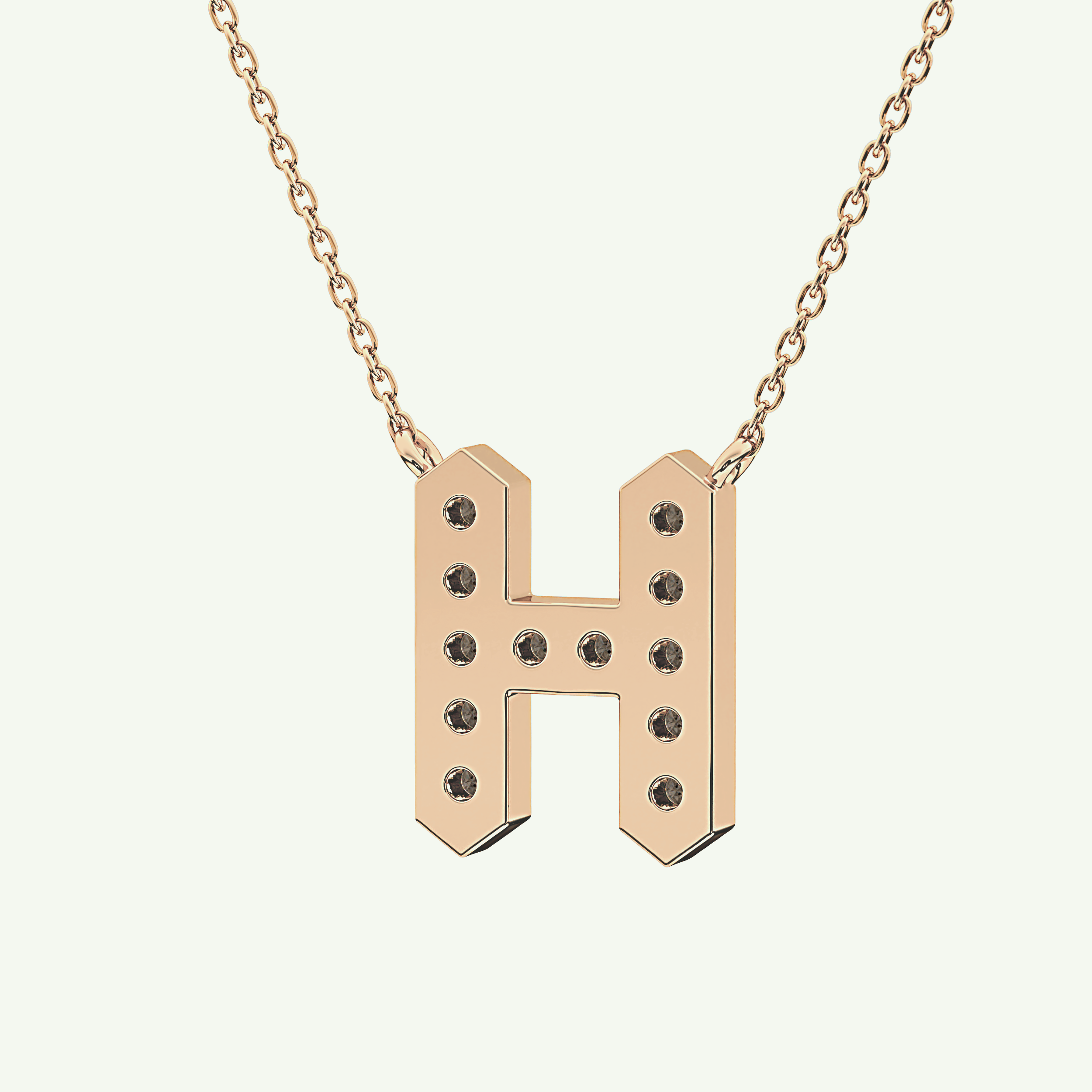 0.36 CT Round Lab-Grown Diamond H Initial Necklace 13