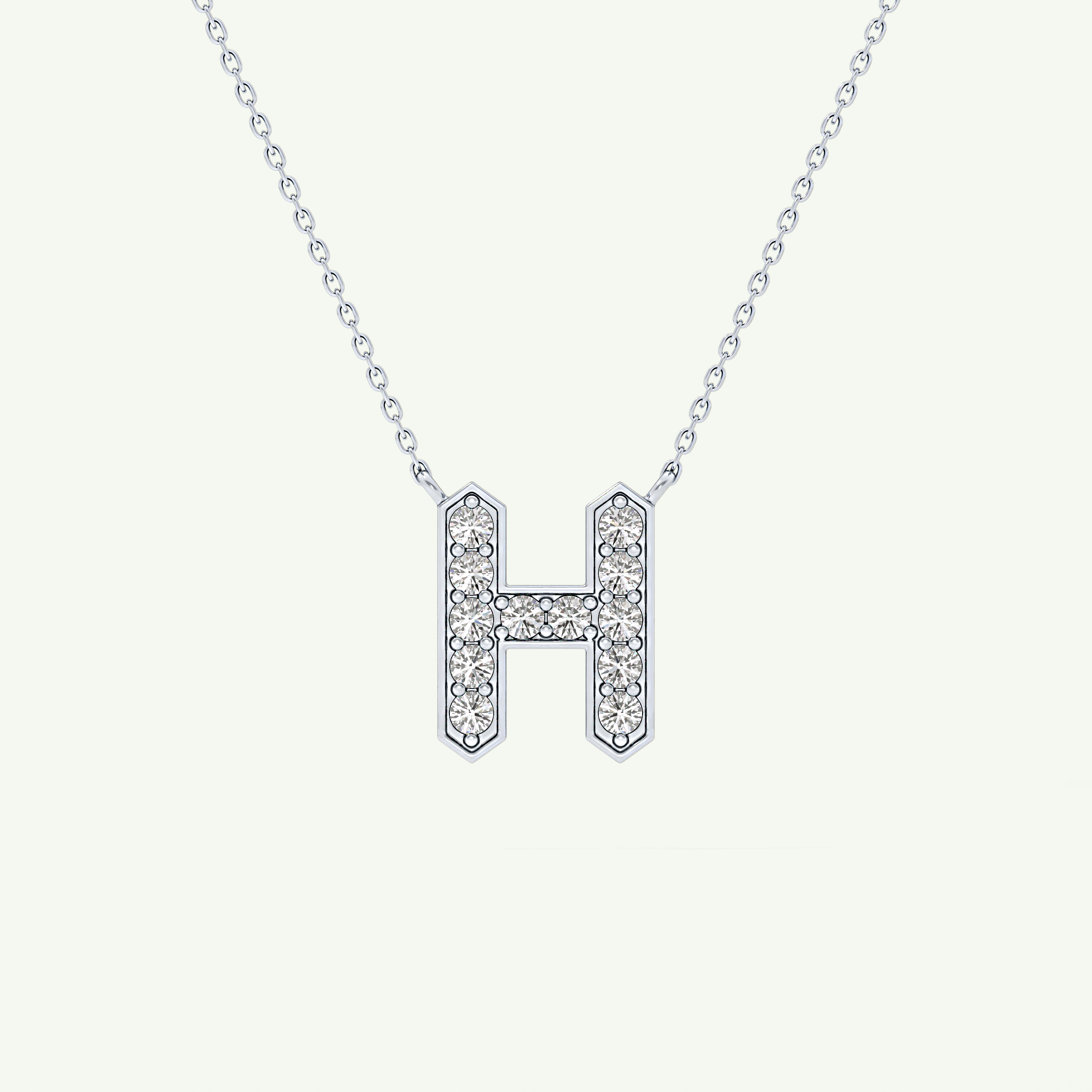 0.36 CT Round Lab-Grown Diamond H Initial Necklace 16