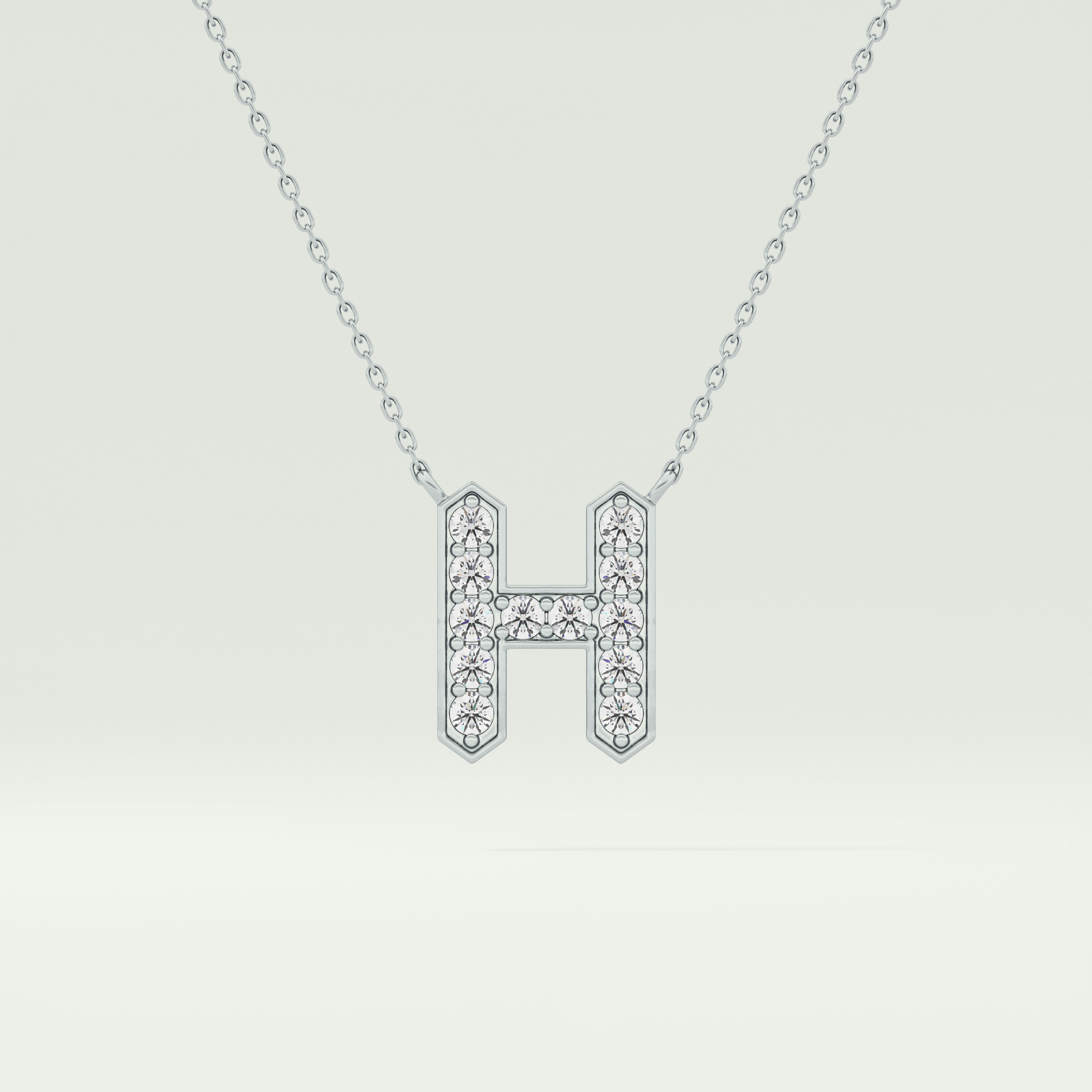 0.36 CT Round Lab-Grown Diamond H Initial Necklace 15