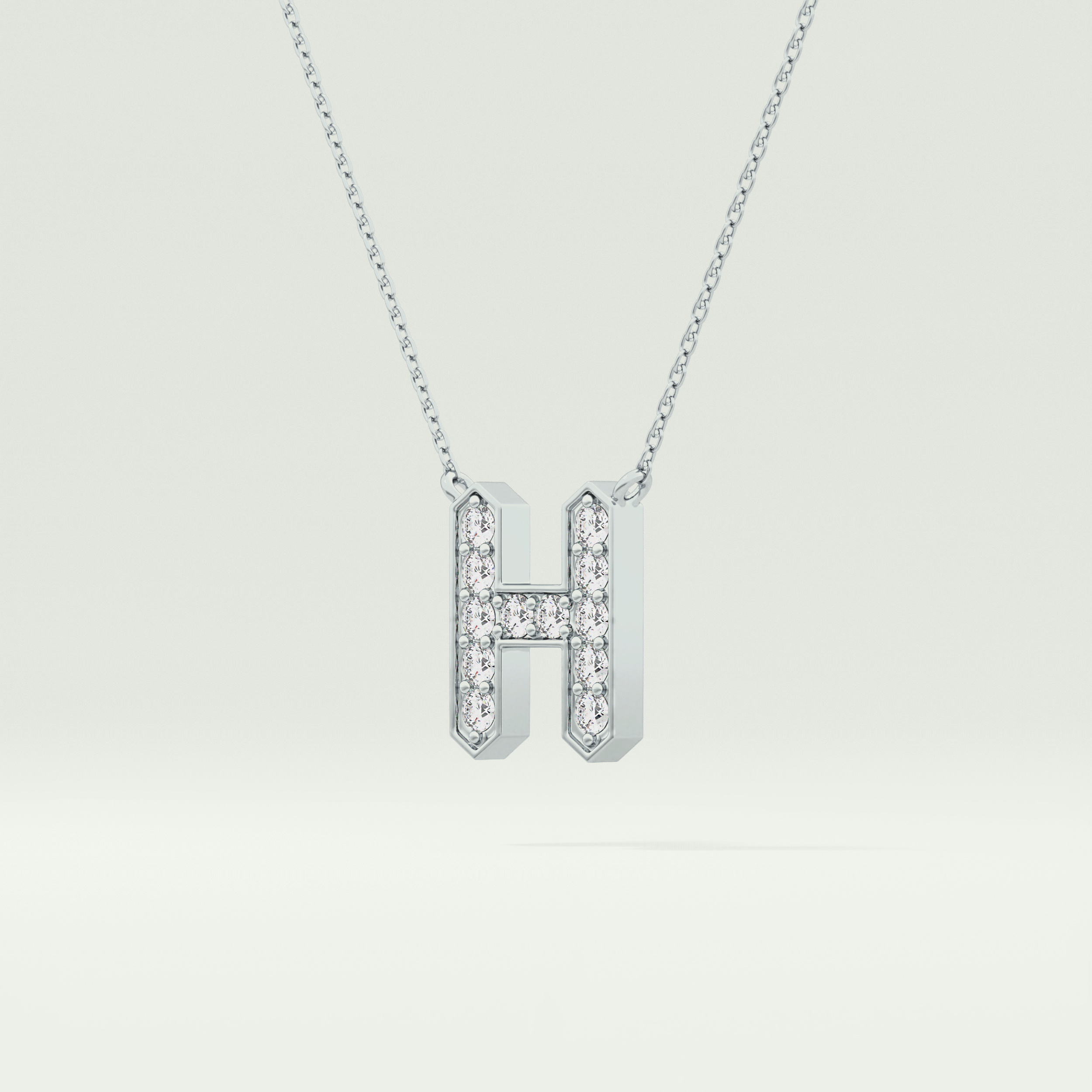 0.36 CT Round Lab-Grown Diamond H Initial Necklace 17