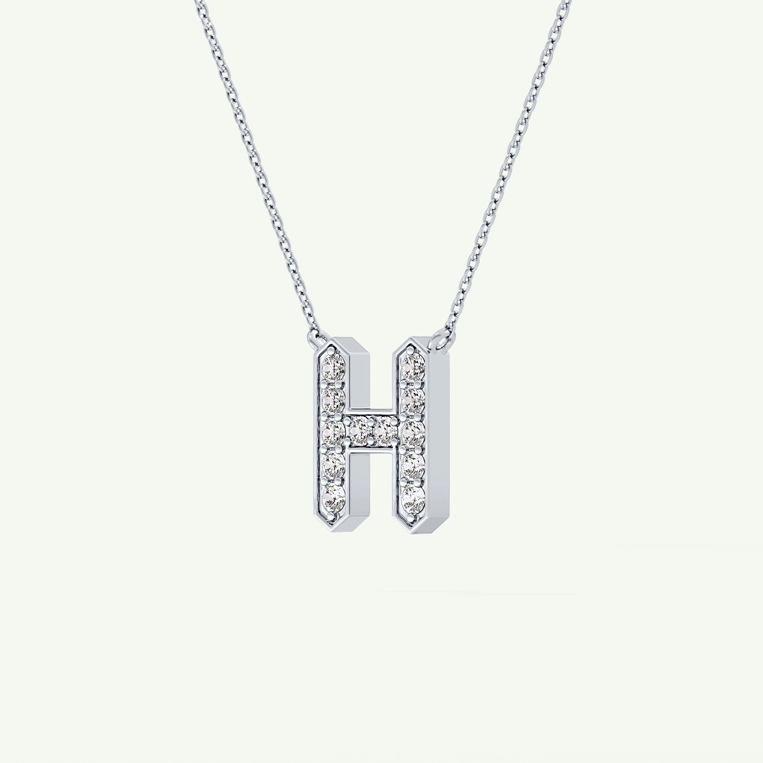 0.36 CT Round Lab-Grown Diamond H Initial Necklace 19