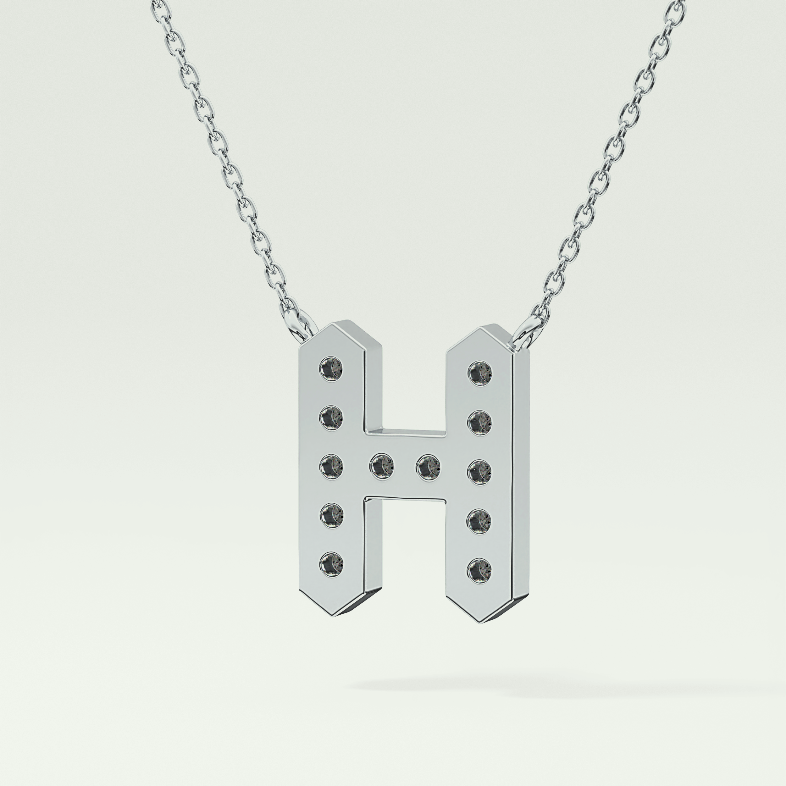 0.36 CT Round Lab-Grown Diamond H Initial Necklace 20
