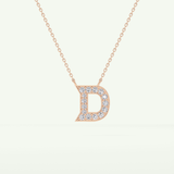 0.243 TCW Round Lab-Grown Diamond D Initial Necklace
