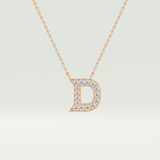 0.243 TCW Round Lab-Grown Diamond D Initial Necklace