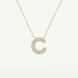 0.24 TCW Round Lab-Grown Diamond C Initial Necklace