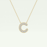 0.24 TCW Round Lab-Grown Diamond C Initial Necklace