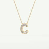 0.24 TCW Round Lab-Grown Diamond C Initial Necklace