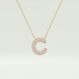 0.24 TCW Round Lab-Grown Diamond C Initial Necklace
