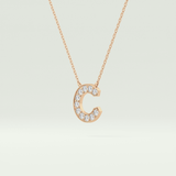 0.24 TCW Round Lab-Grown Diamond C Initial Necklace