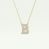 0.323 TCW Round Lab-Grown Diamond B Initial Necklace